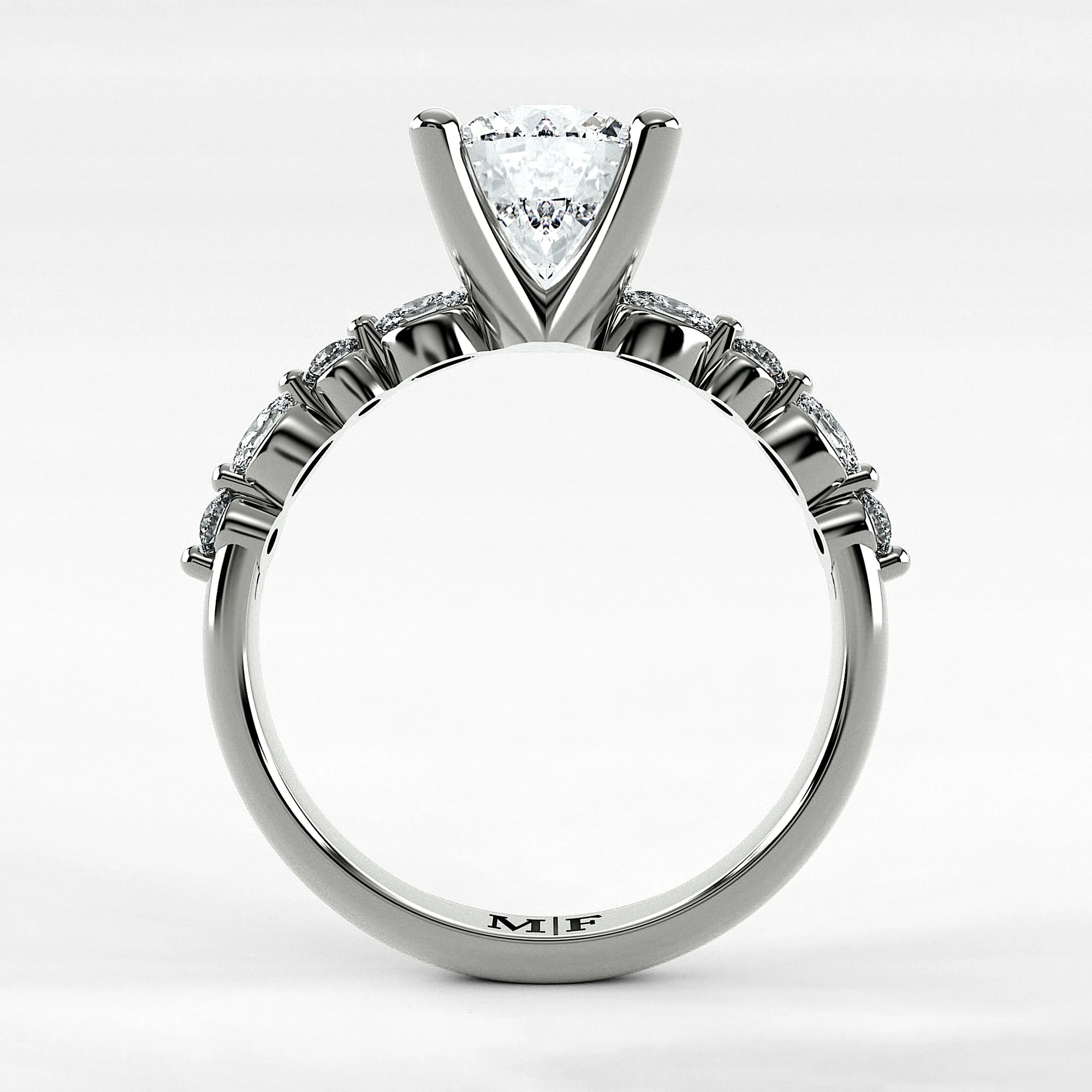 Anillo de Compromiso Intenso - Redondo en oro blanco - vista 3