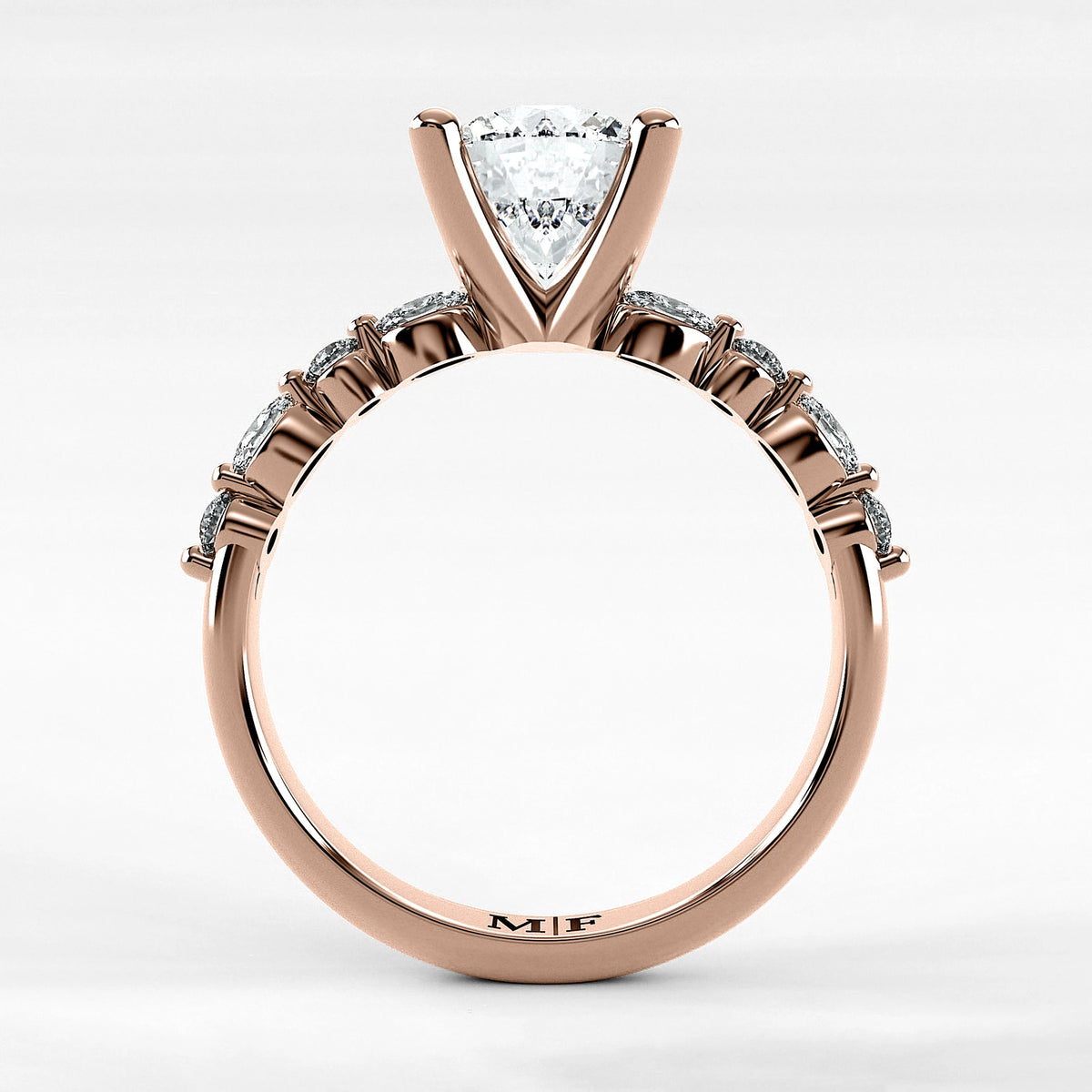 Anillo de Compromiso Intenso - Redondo en oro rosa - vista 3