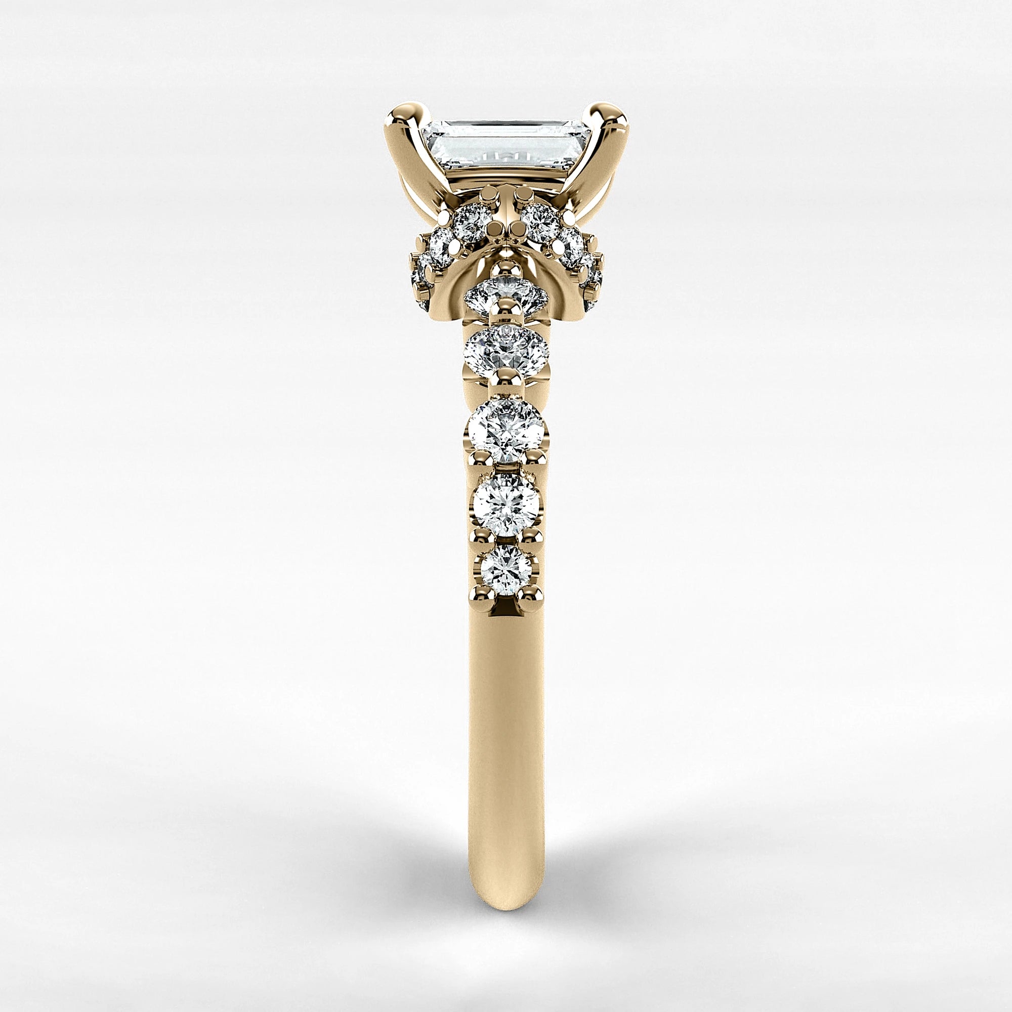 Anillo de Compromiso Estructura - Esmeralda en oro amarillo - vista 2