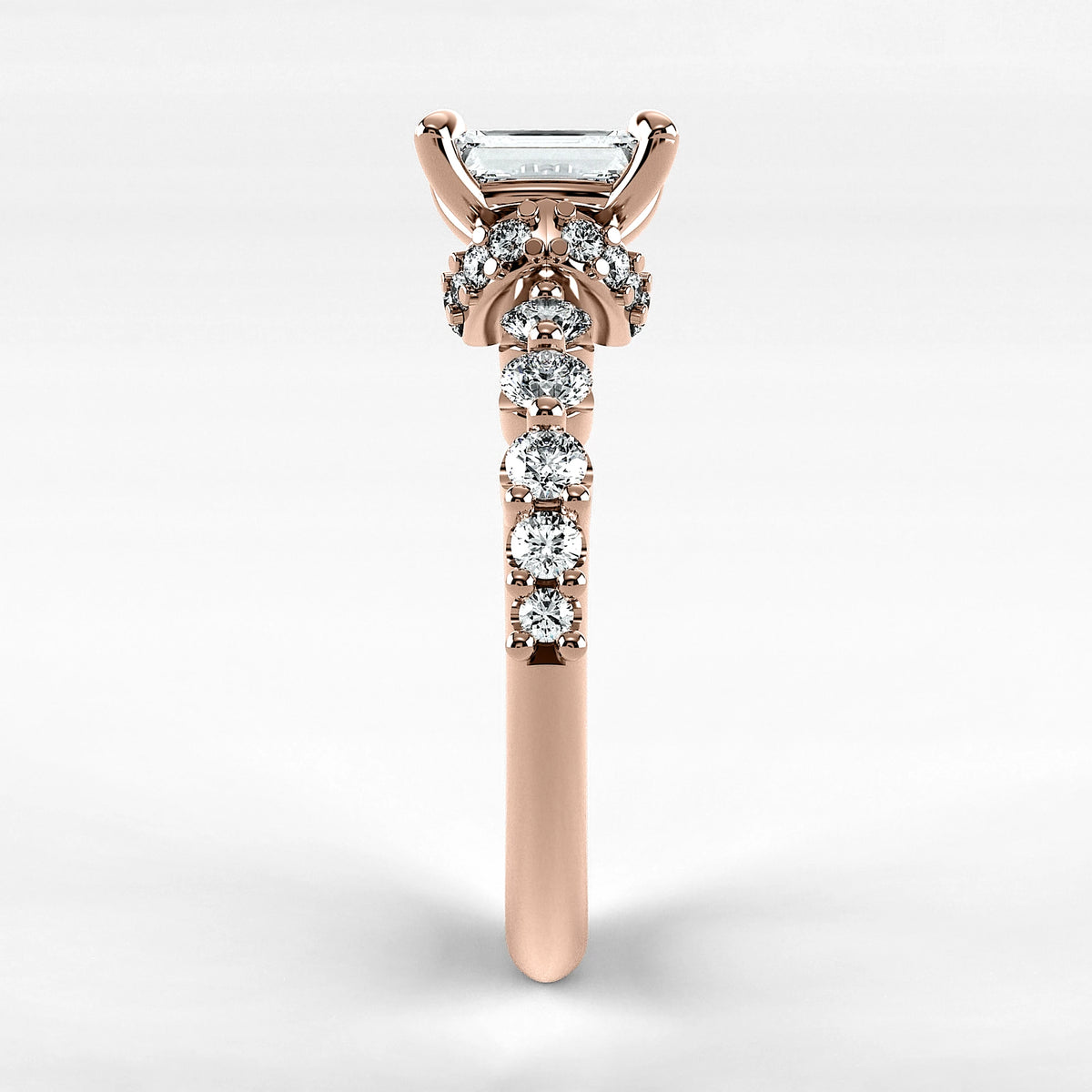 Anillo de Compromiso Estructura - Esmeralda en oro rosa - vista 2