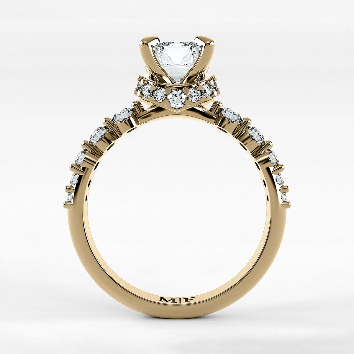 Anillo de Compromiso Estructura - Esmeralda en oro amarillo - vista 3