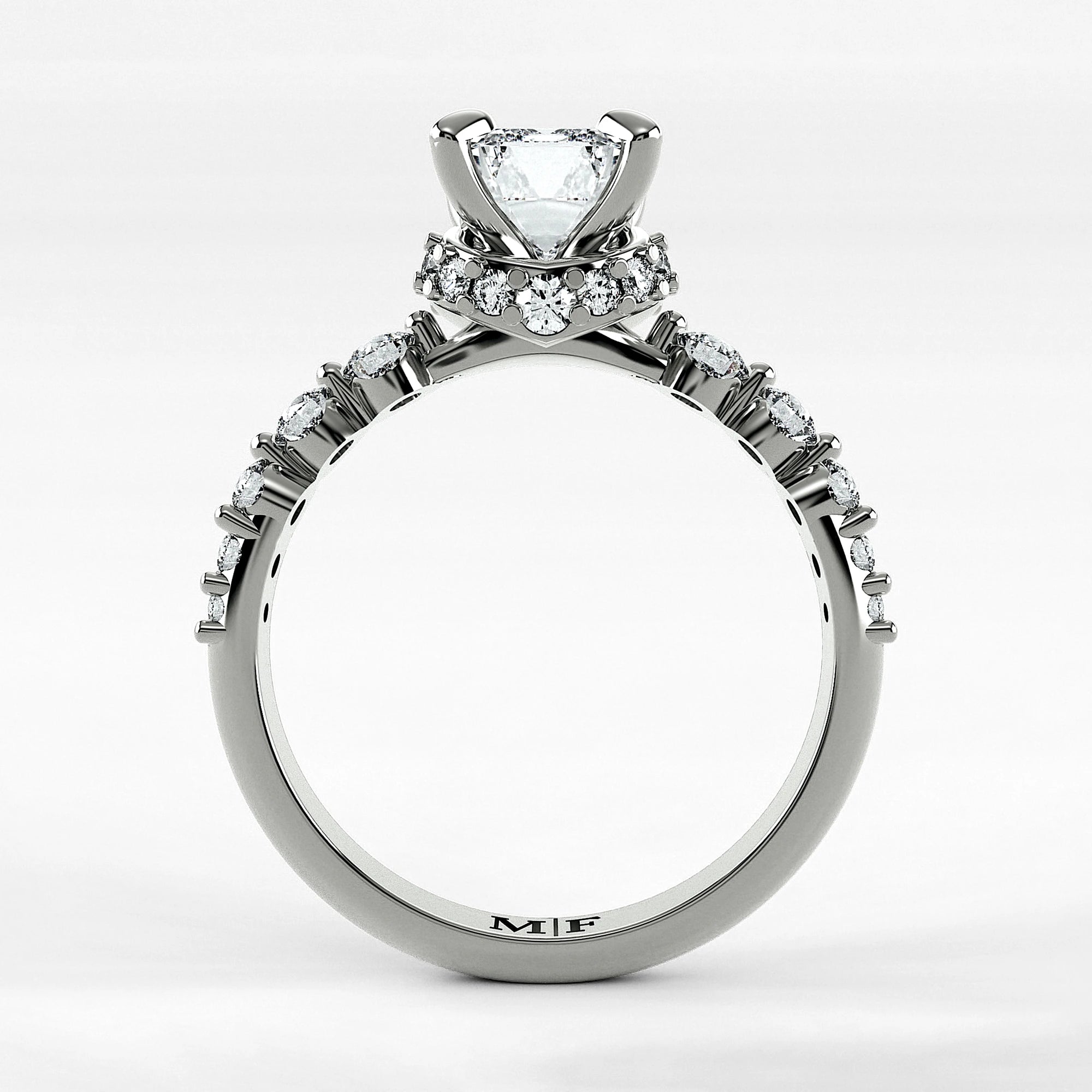 Anillo de Compromiso Estructura - Esmeralda en oro blanco - vista 3