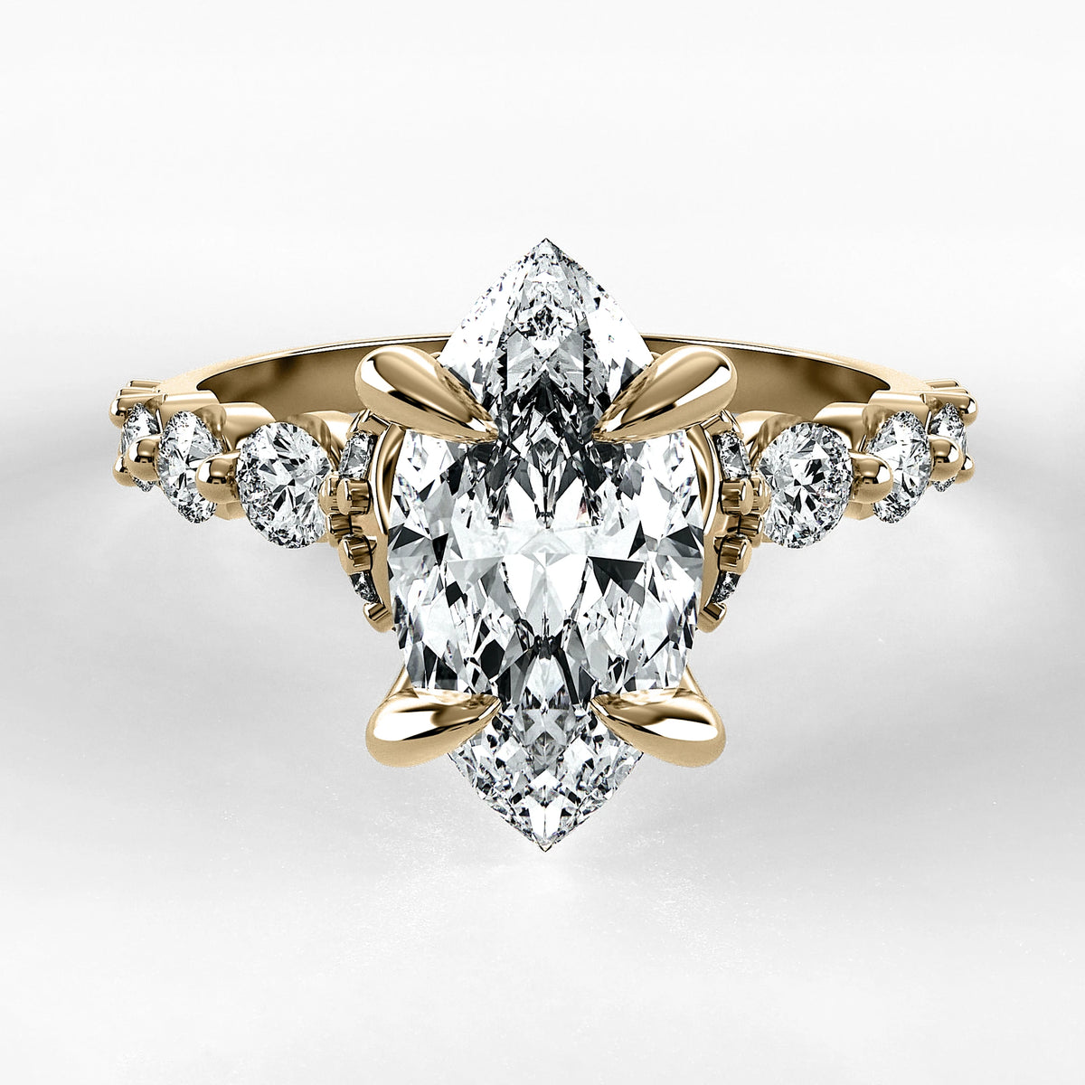 Anillo de Compromiso Estructura - Marquesa en oro amarillo - vista 1