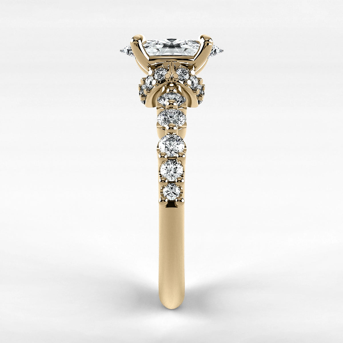 Anillo de Compromiso Estructura - Marquesa en oro amarillo - vista 2