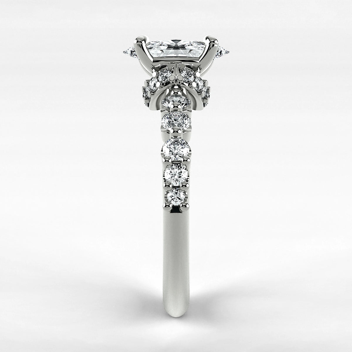 Anillo de Compromiso Estructura - Marquesa en oro blanco - vista 2
