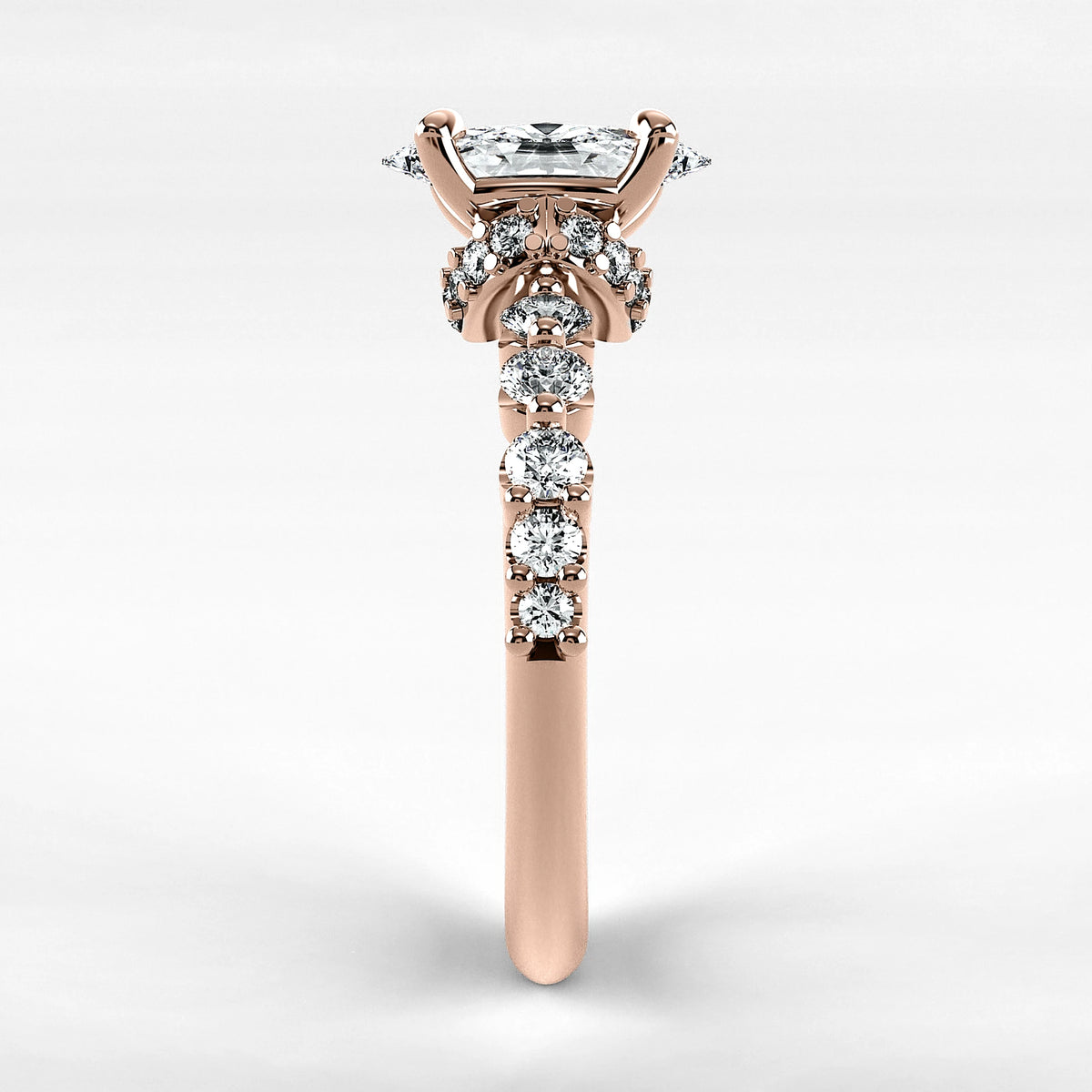 Anillo de Compromiso Estructura - Marquesa en oro rosa - vista 2