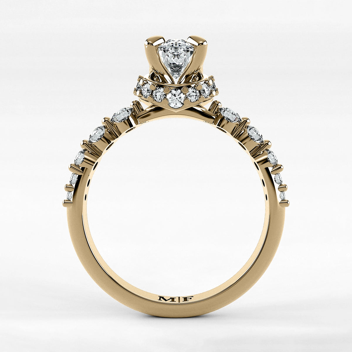 Anillo de Compromiso Estructura - Marquesa en oro amarillo - vista 3