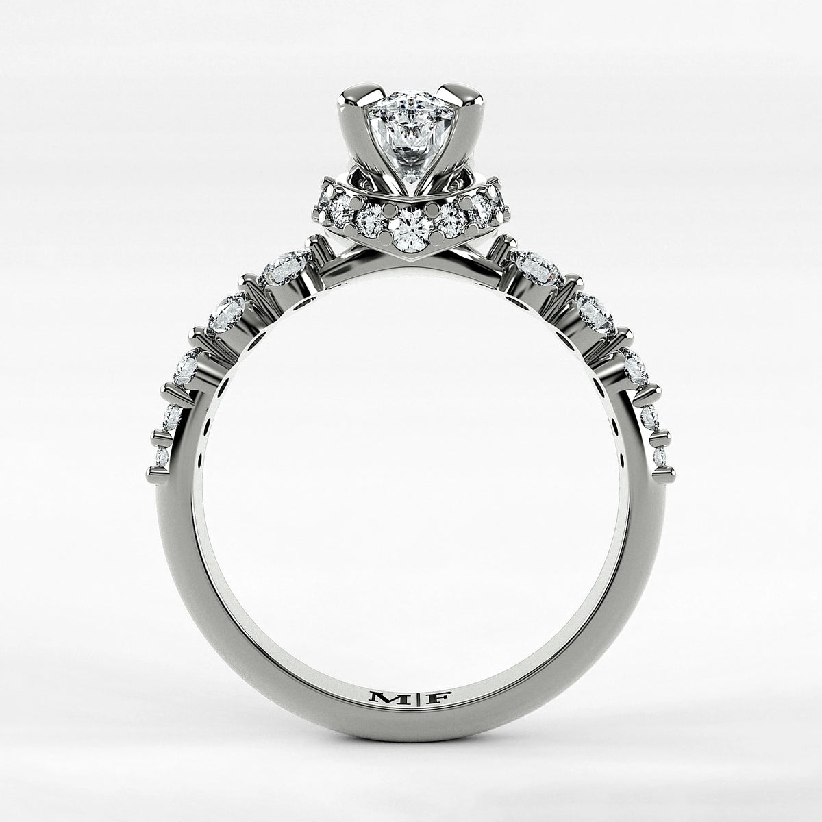 Anillo de Compromiso Estructura - Marquesa en oro blanco - vista 3