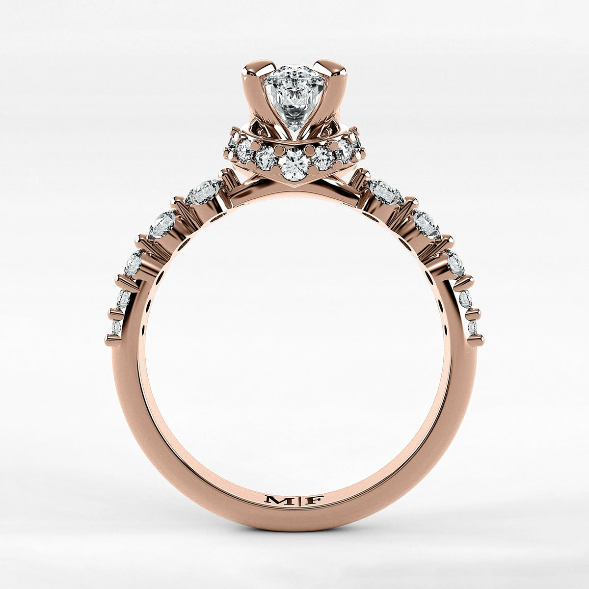 Anillo de Compromiso Estructura - Marquesa en oro rosa - vista 3