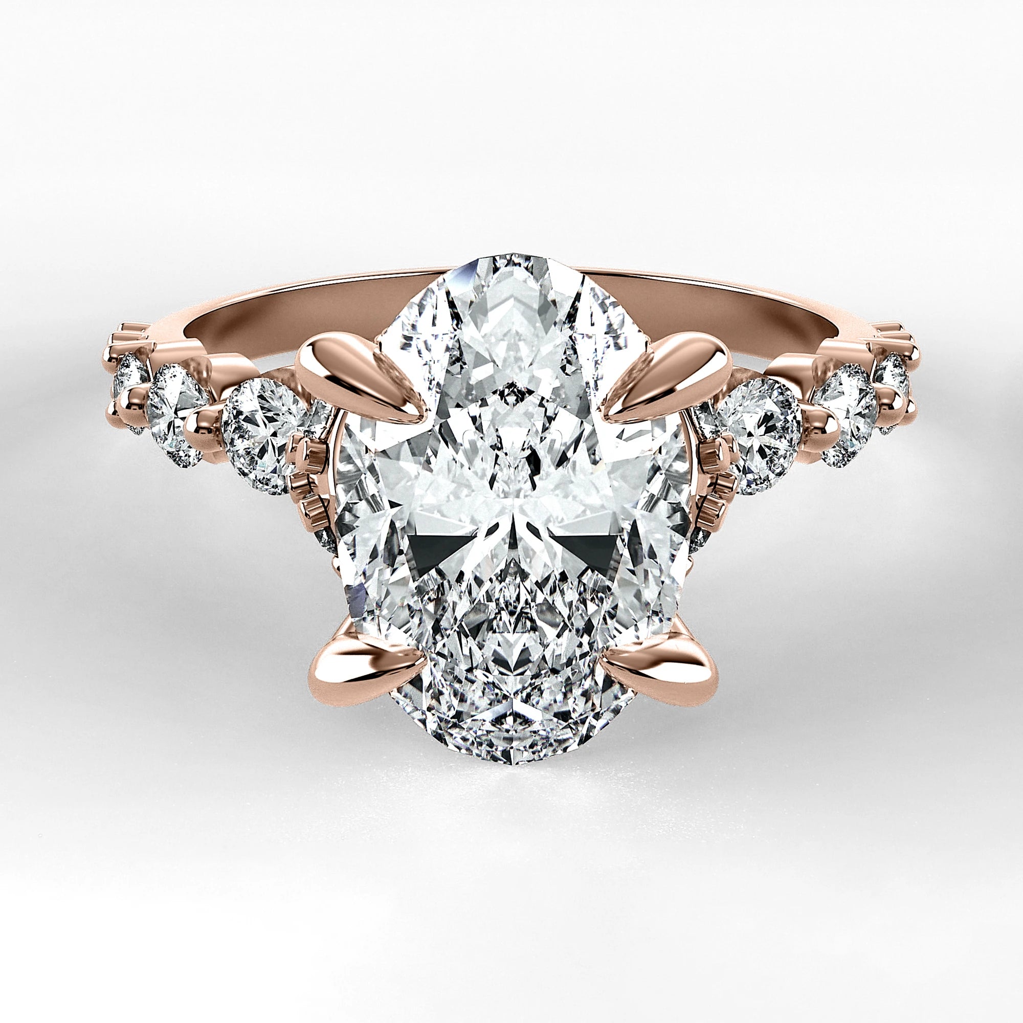 Anillo de Compromiso Estructura - Oval en oro rosa - vista 1