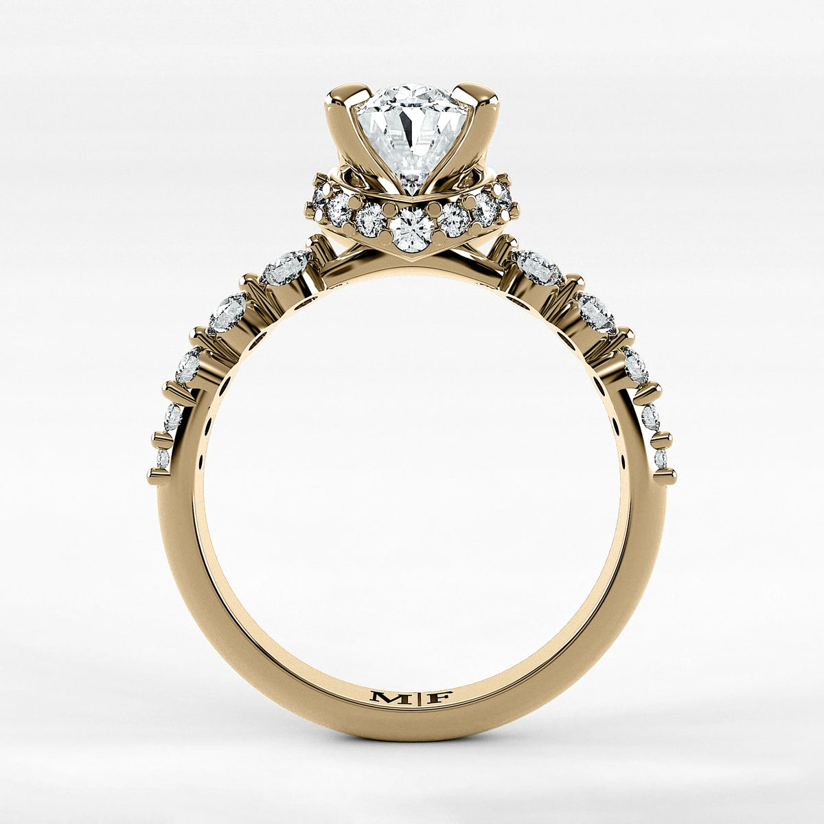 Anillo de Compromiso Estructura - Oval en oro amarillo - vista 3