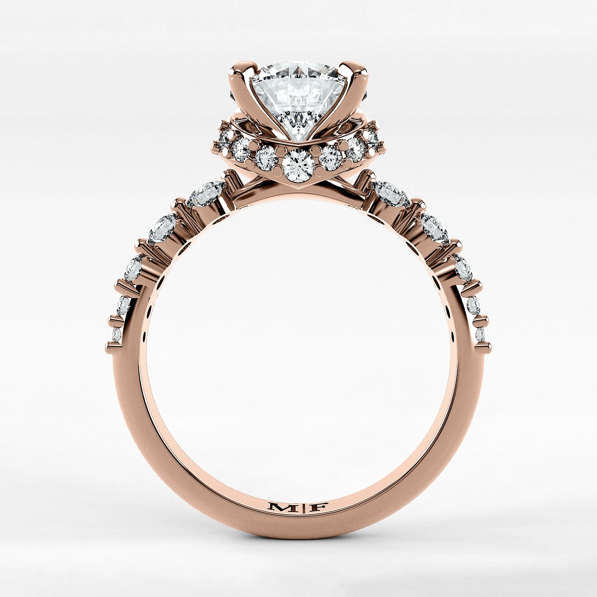 Anillo de Compromiso Estructura - Redondo en oro rosa - vista 3