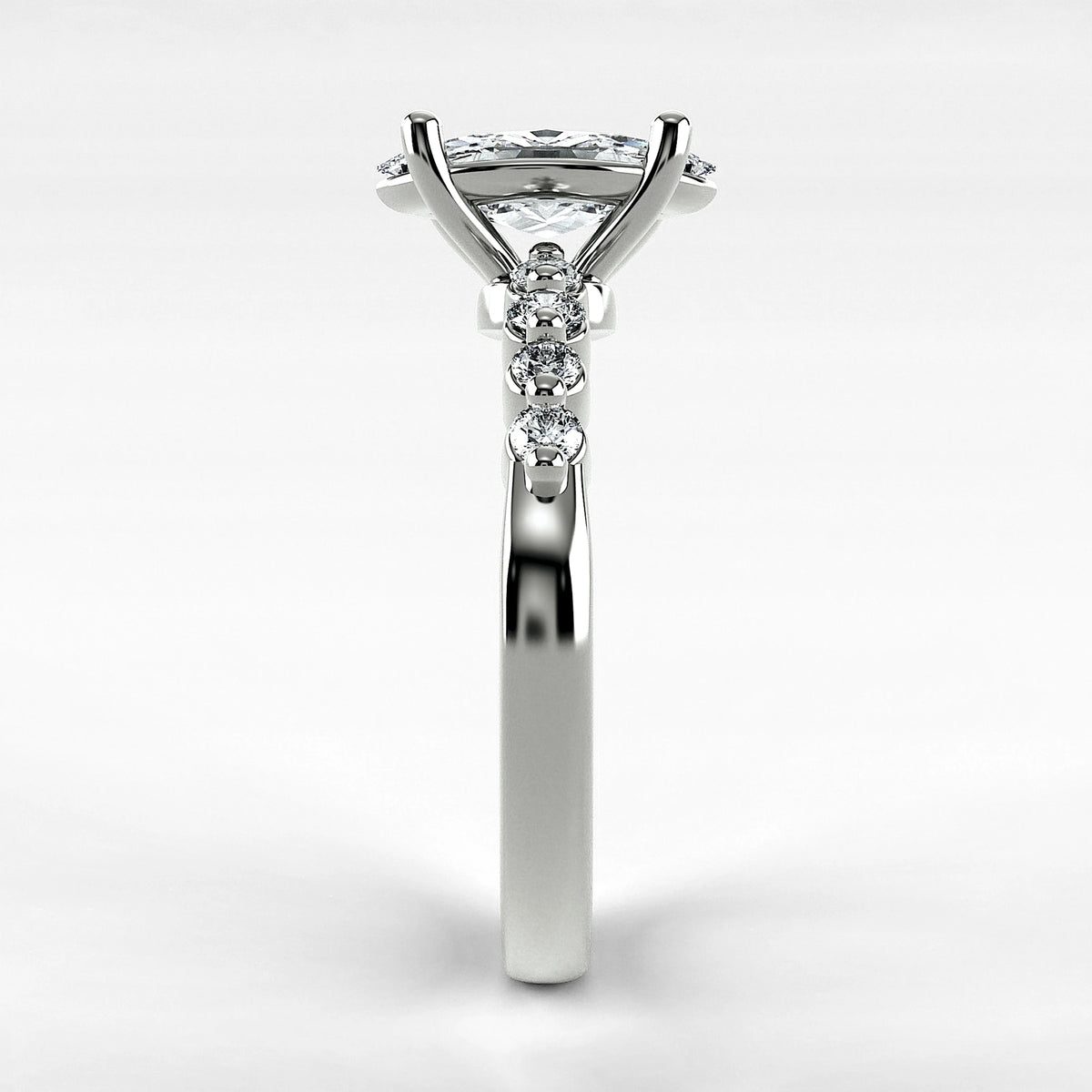 Anillo de Compromiso Eterno - Marquesa en oro blanco - vista 2