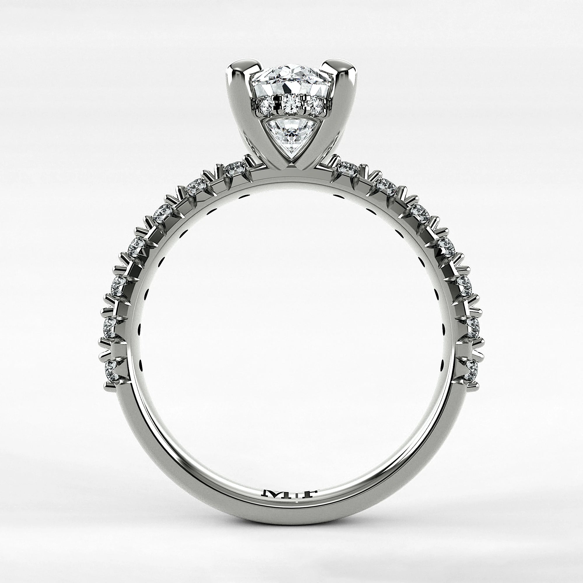 Anillo de Compromiso Herencia - Oval en oro blanco - vista 3