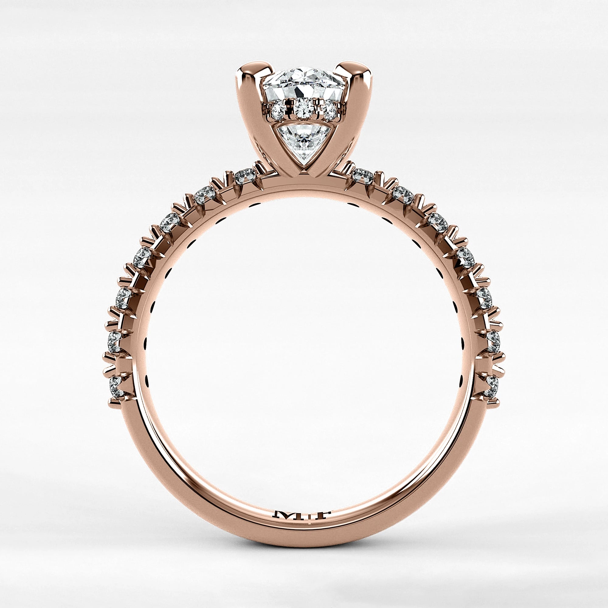 Anillo de Compromiso Herencia - Oval en oro rosa - vista 3