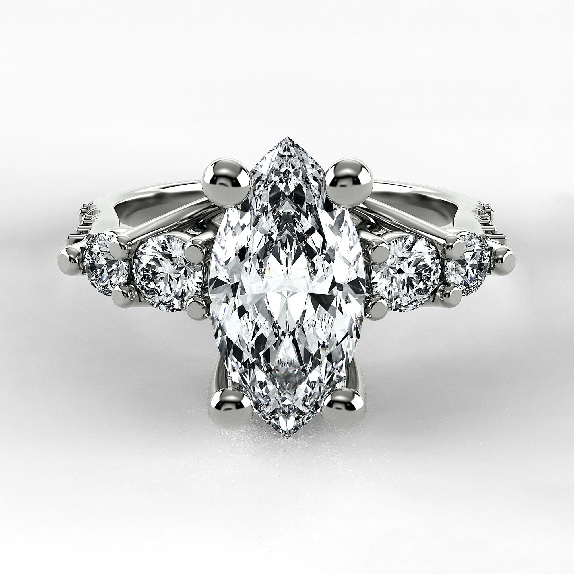 Anillo de Compromiso Noble - Marquesa en oro blanco - vista 1