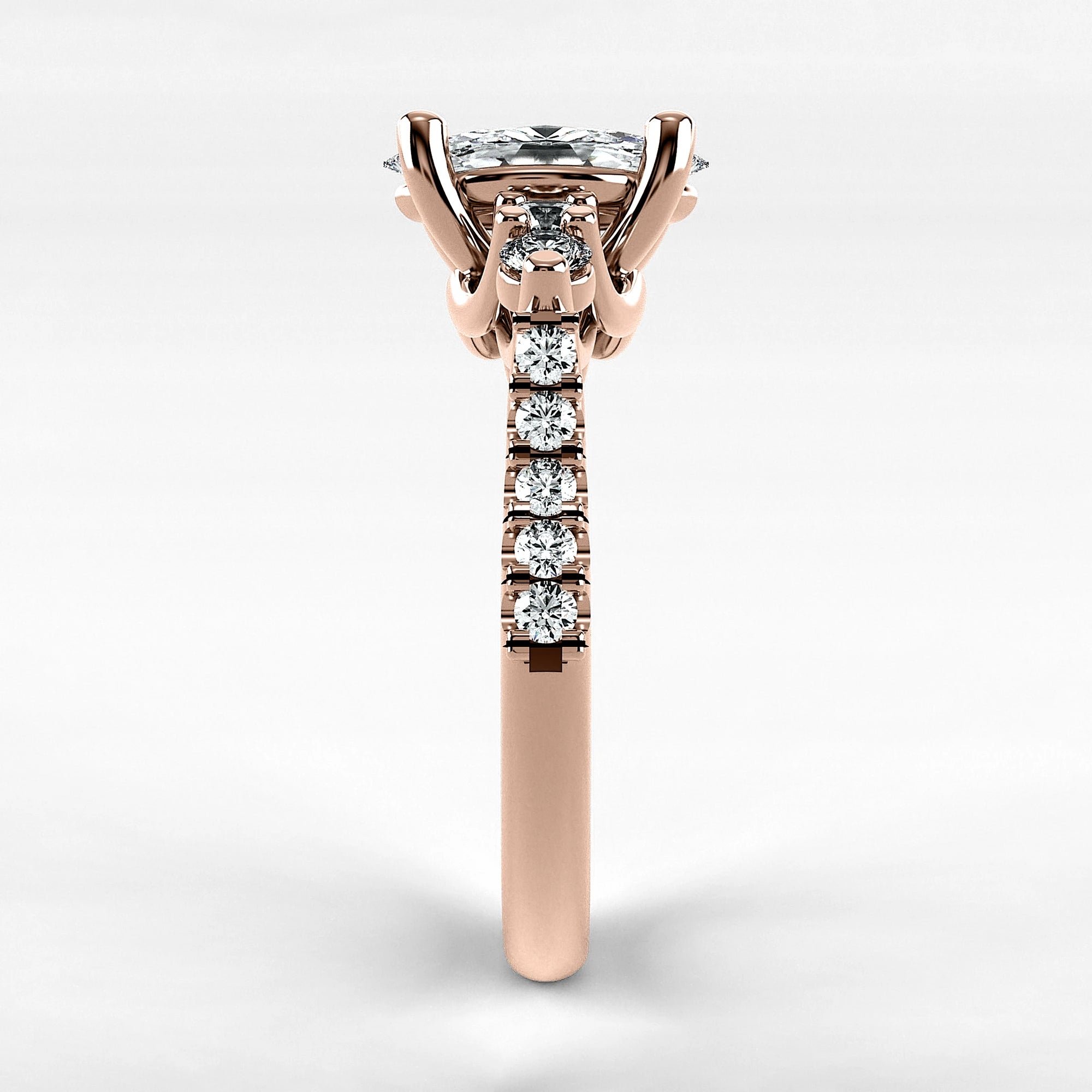 Anillo de Compromiso Noble - Marquesa en oro rosa - vista 2