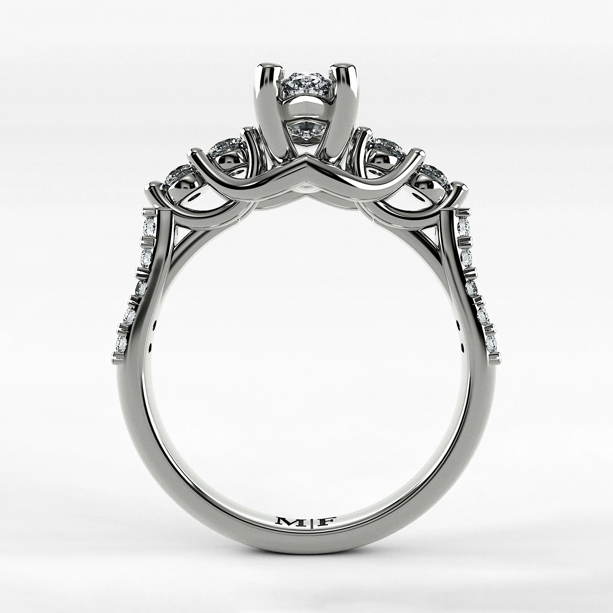 Anillo de Compromiso Noble - Marquesa en oro blanco - vista 3