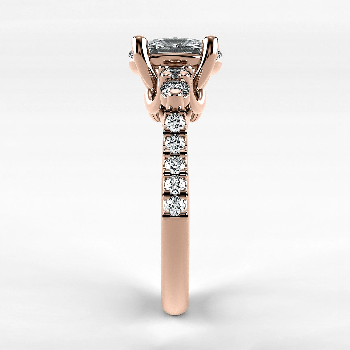 Anillo de Compromiso Noble - Oval en oro rosa - vista 2