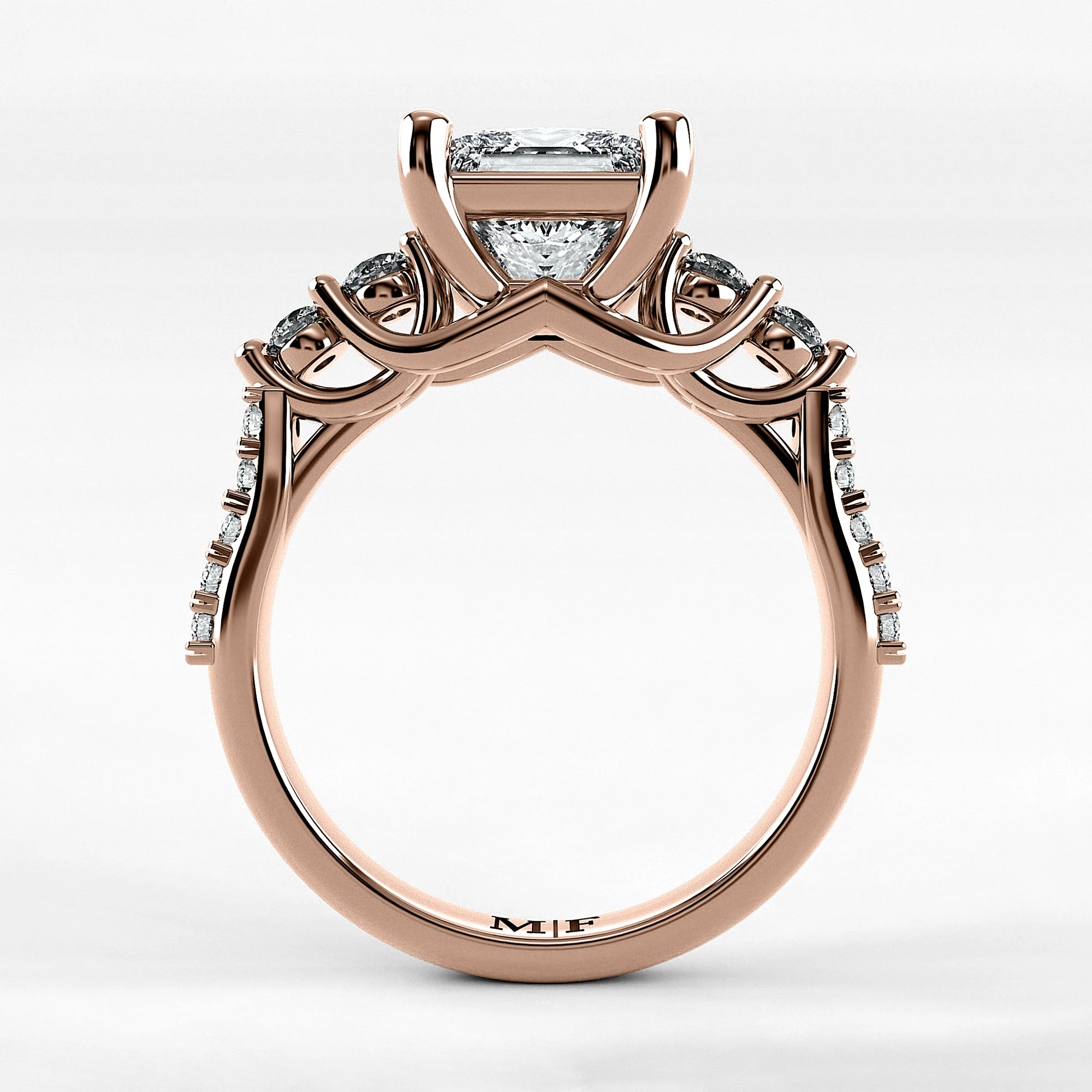 Anillo de Compromiso Noble - Princess en oro rosa - vista 3