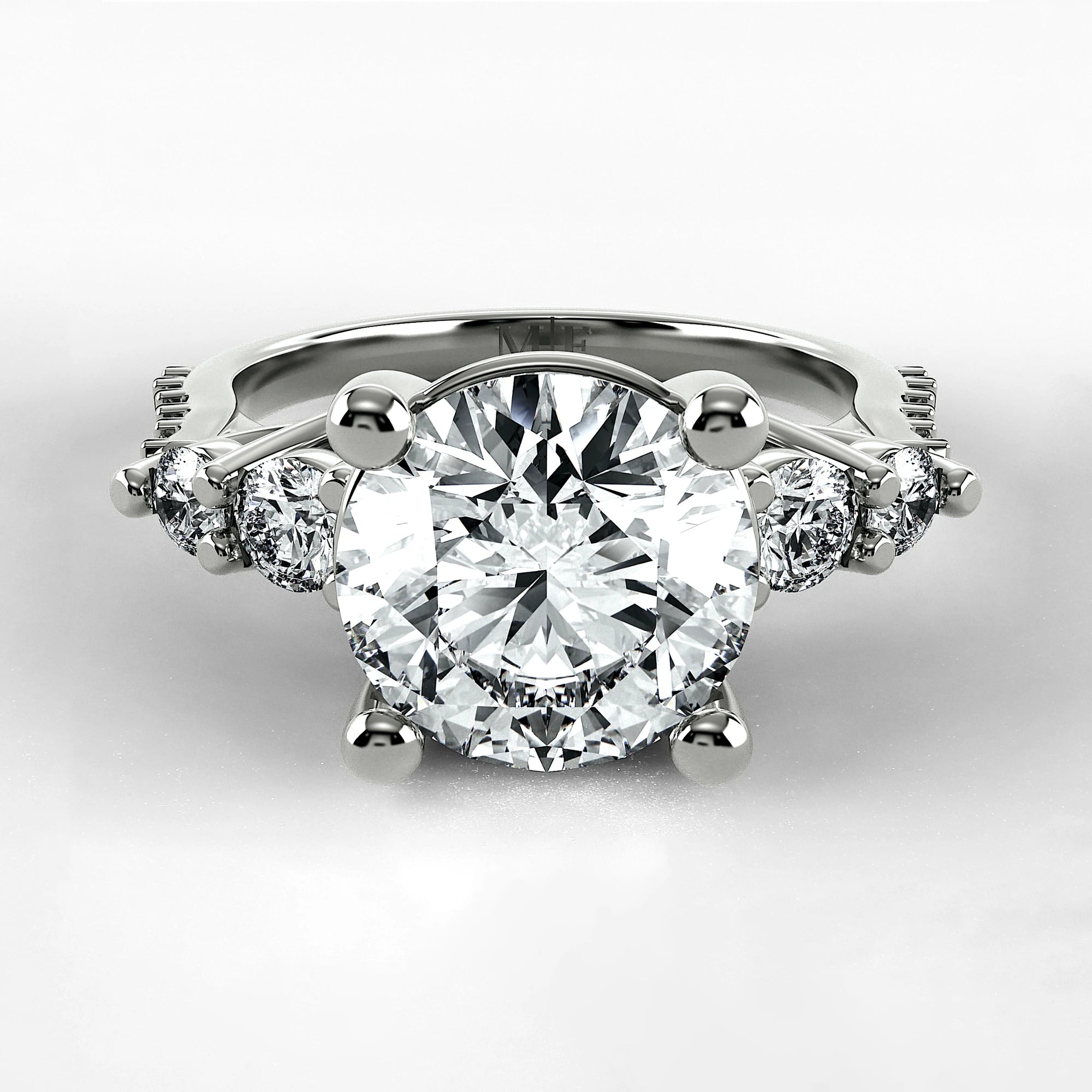 Anillo de Compromiso Noble - Redondo en oro blanco - vista 1