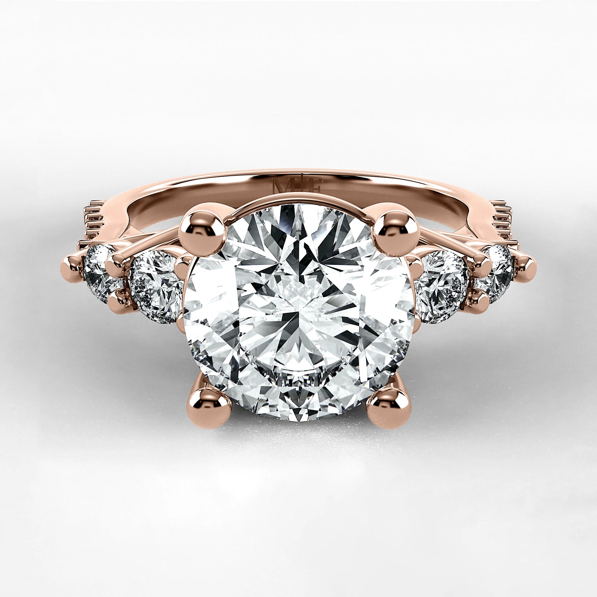 Anillo de Compromiso Noble - Redondo en oro rosa - vista 1