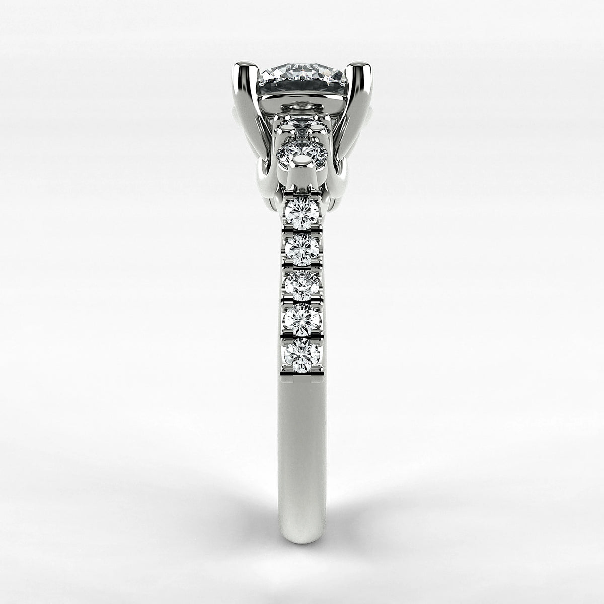 Anillo de Compromiso Noble - Redondo en oro blanco - vista 2