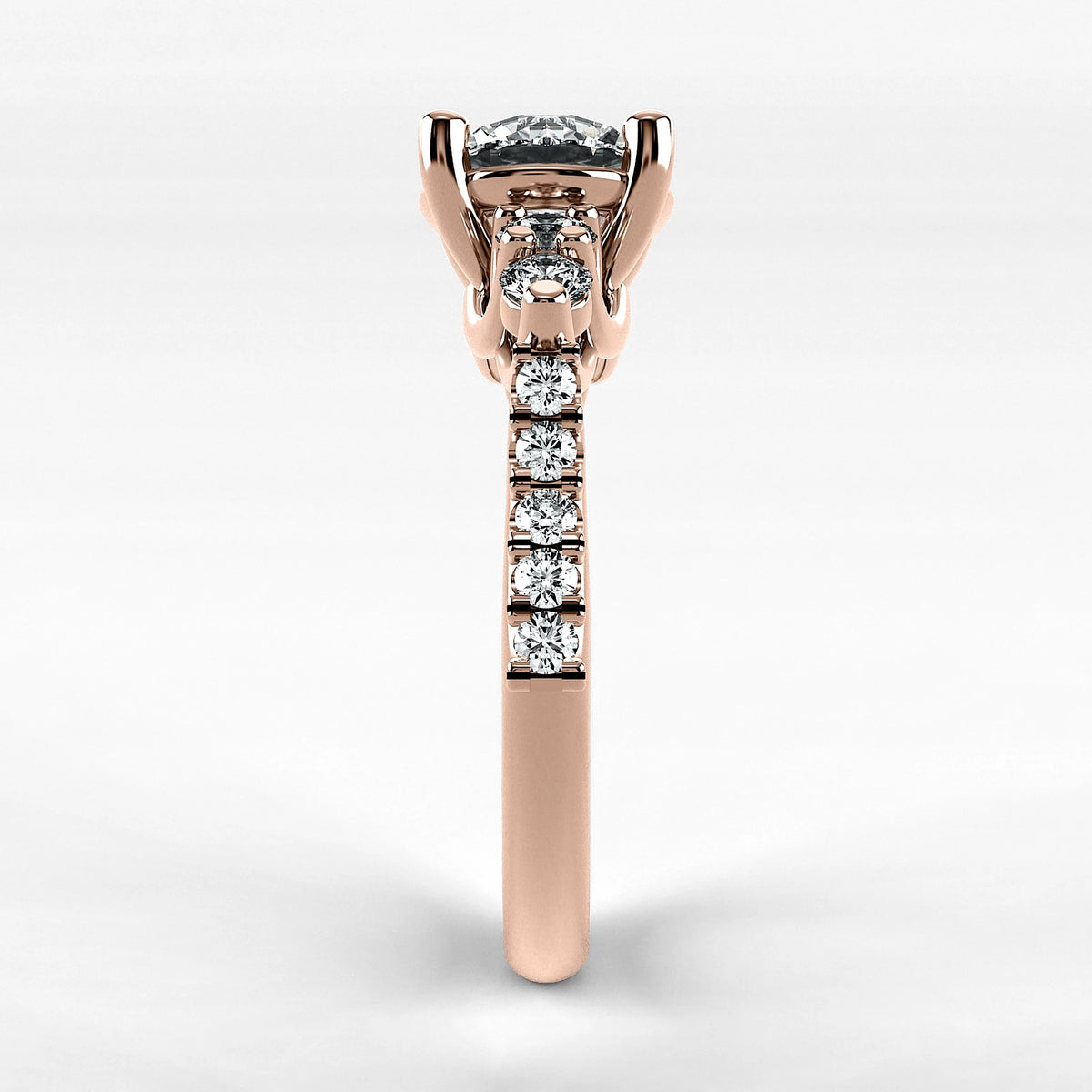 Anillo de Compromiso Noble - Redondo en oro rosa - vista 2