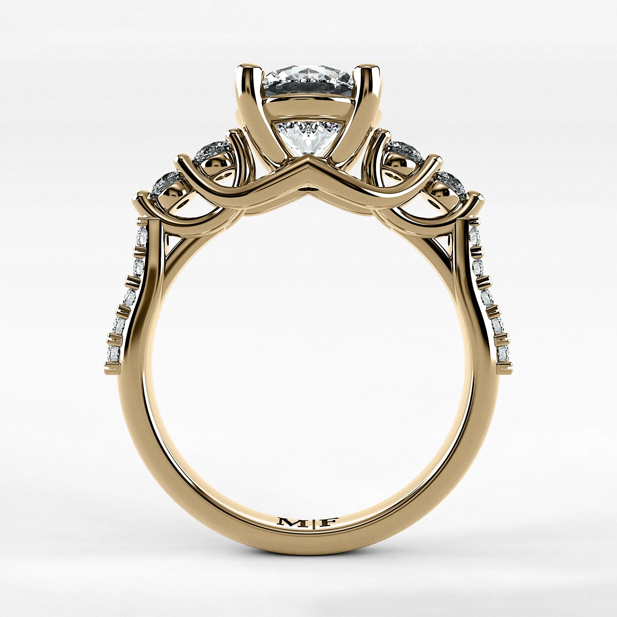 Anillo de Compromiso Noble - Redondo en oro amarillo - vista 3
