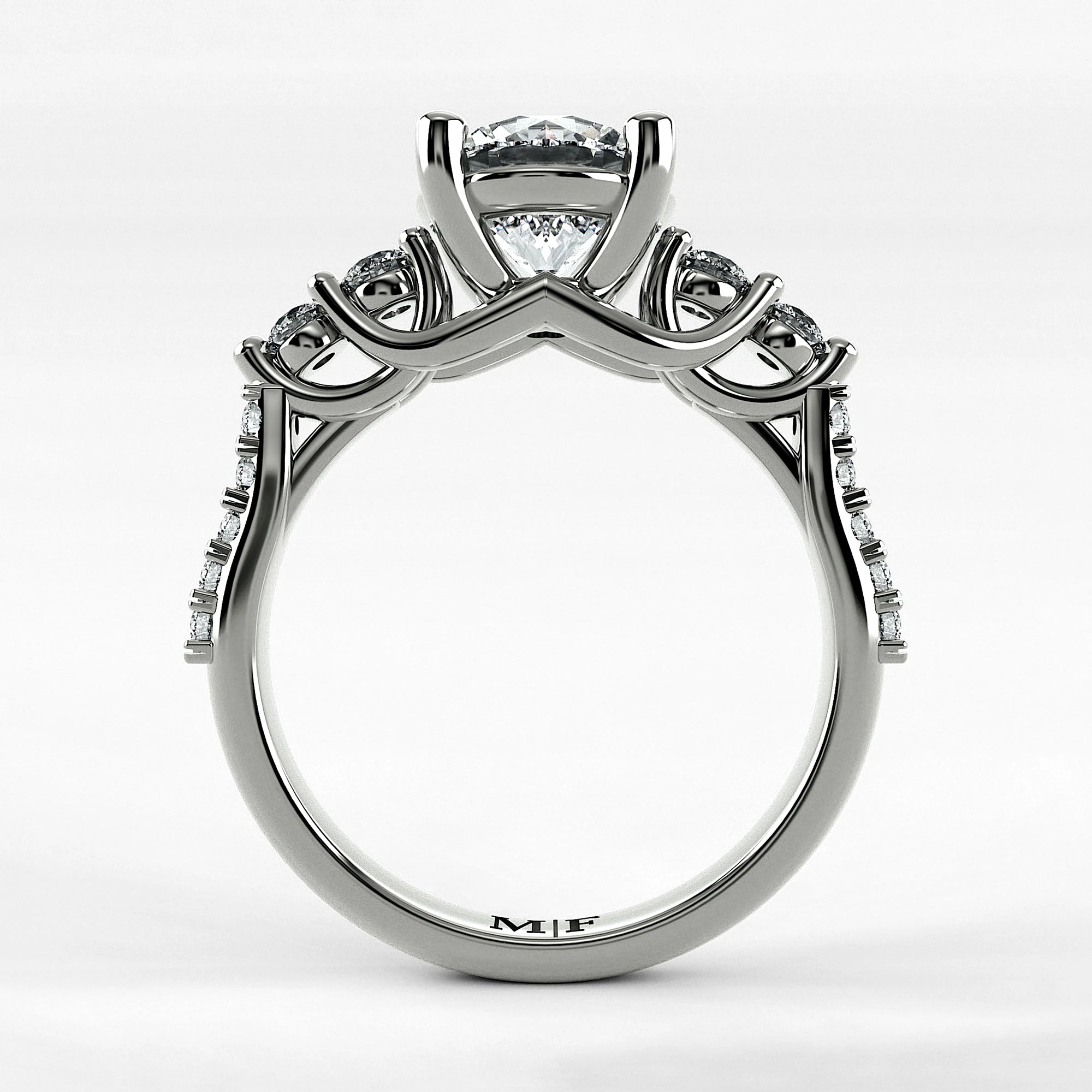 Anillo de Compromiso Noble - Redondo en oro blanco - vista 3