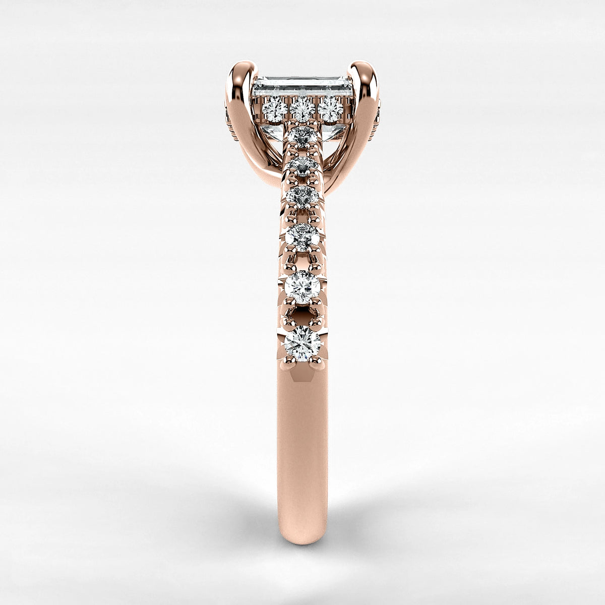 Anillo de Compromiso Supremo - Esmeralda en oro rosa - vista 2