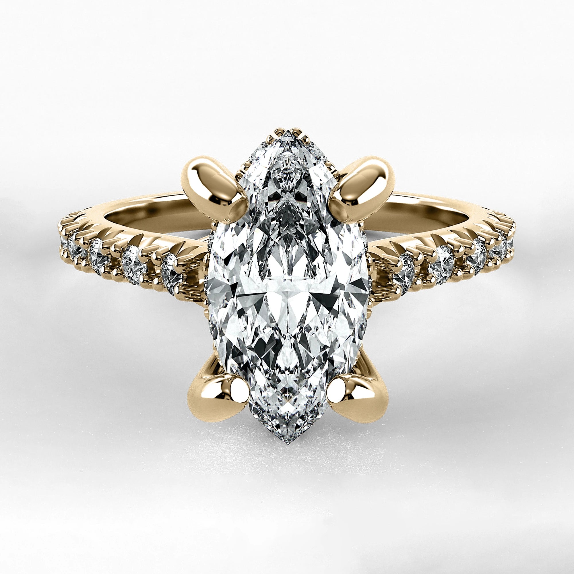 Anillo de Compromiso Supremo - Marquesa en oro amarillo - vista 1
