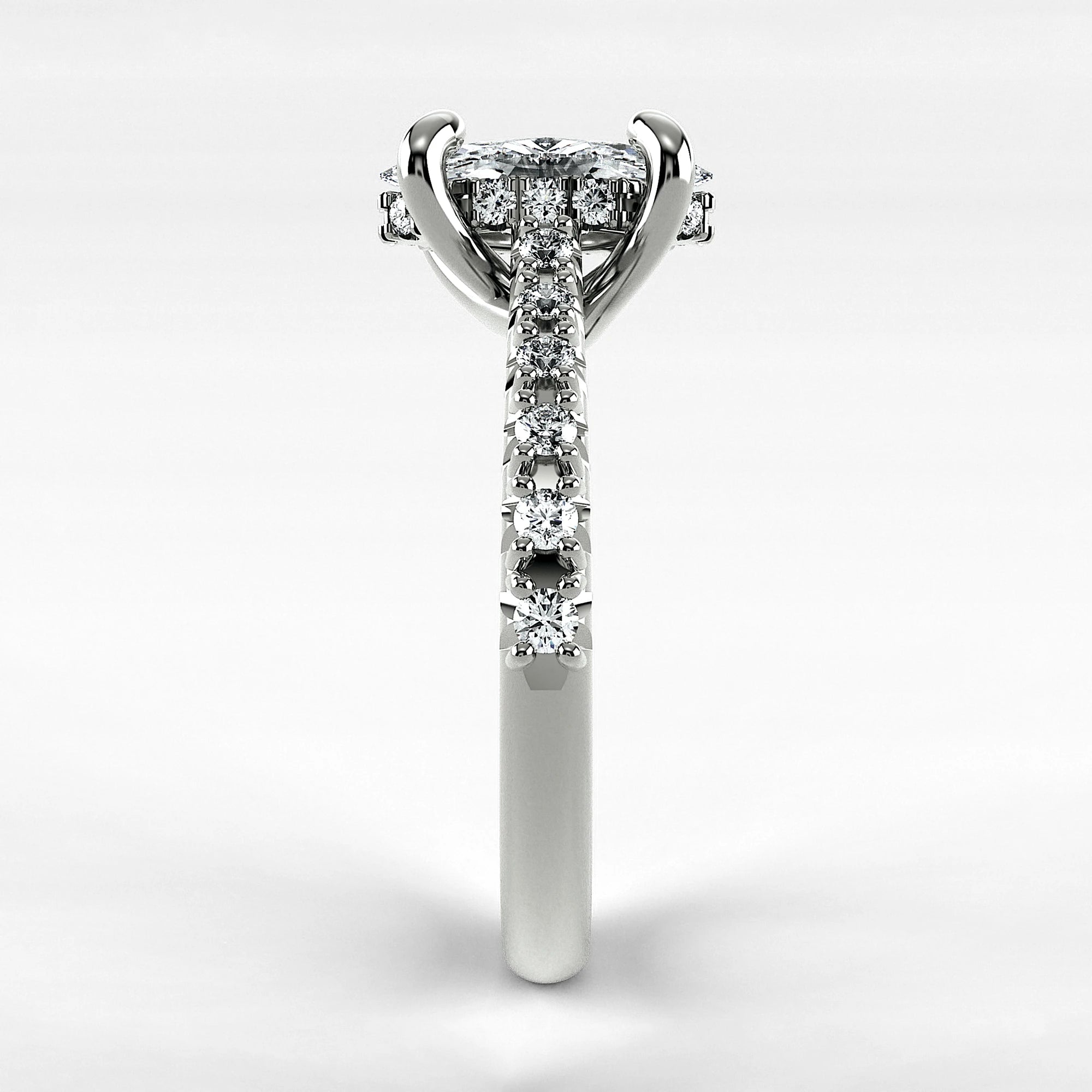 Anillo de Compromiso Supremo - Marquesa en oro blanco - vista 2