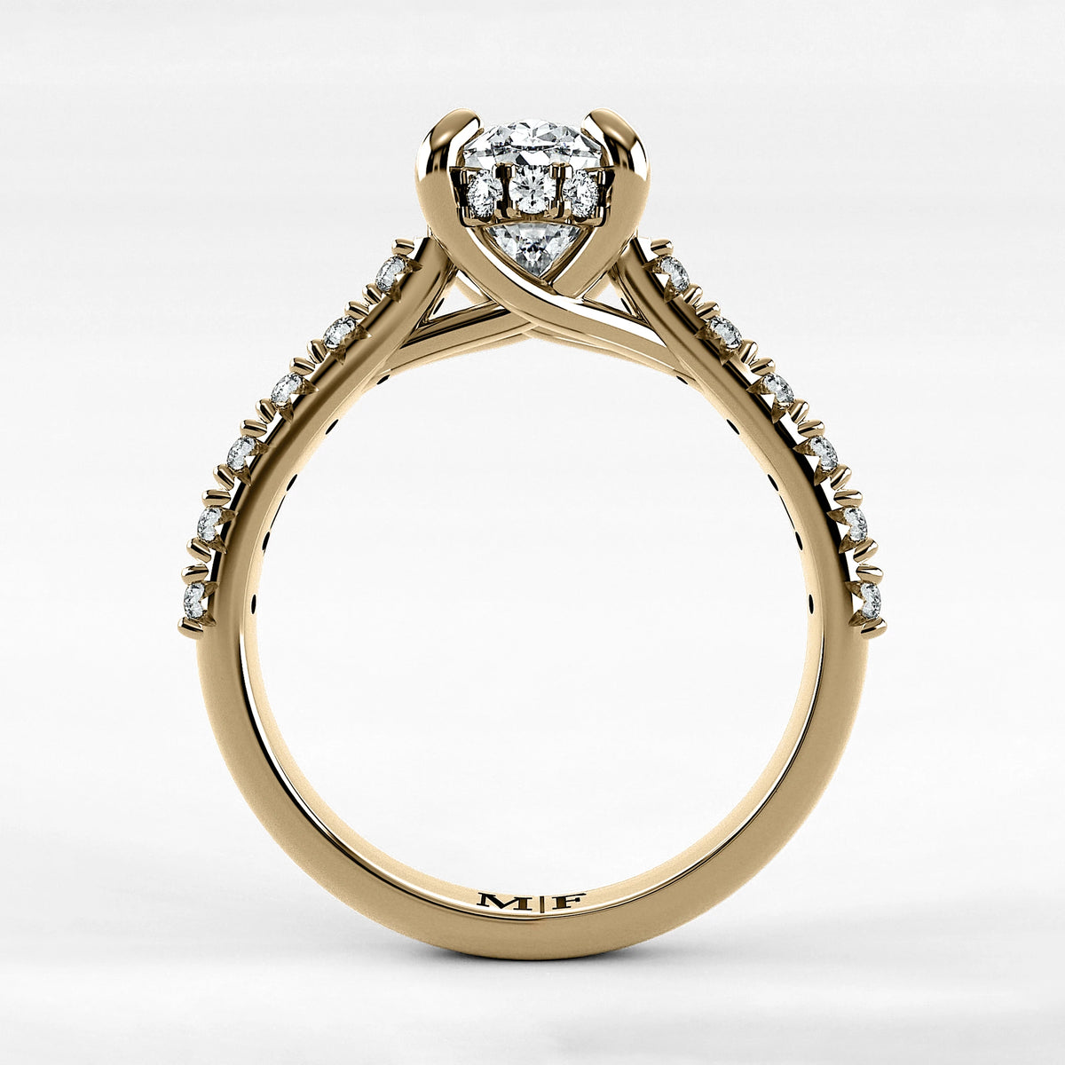 Anillo de Compromiso Supremo - Oval en oro amarillo - vista 3