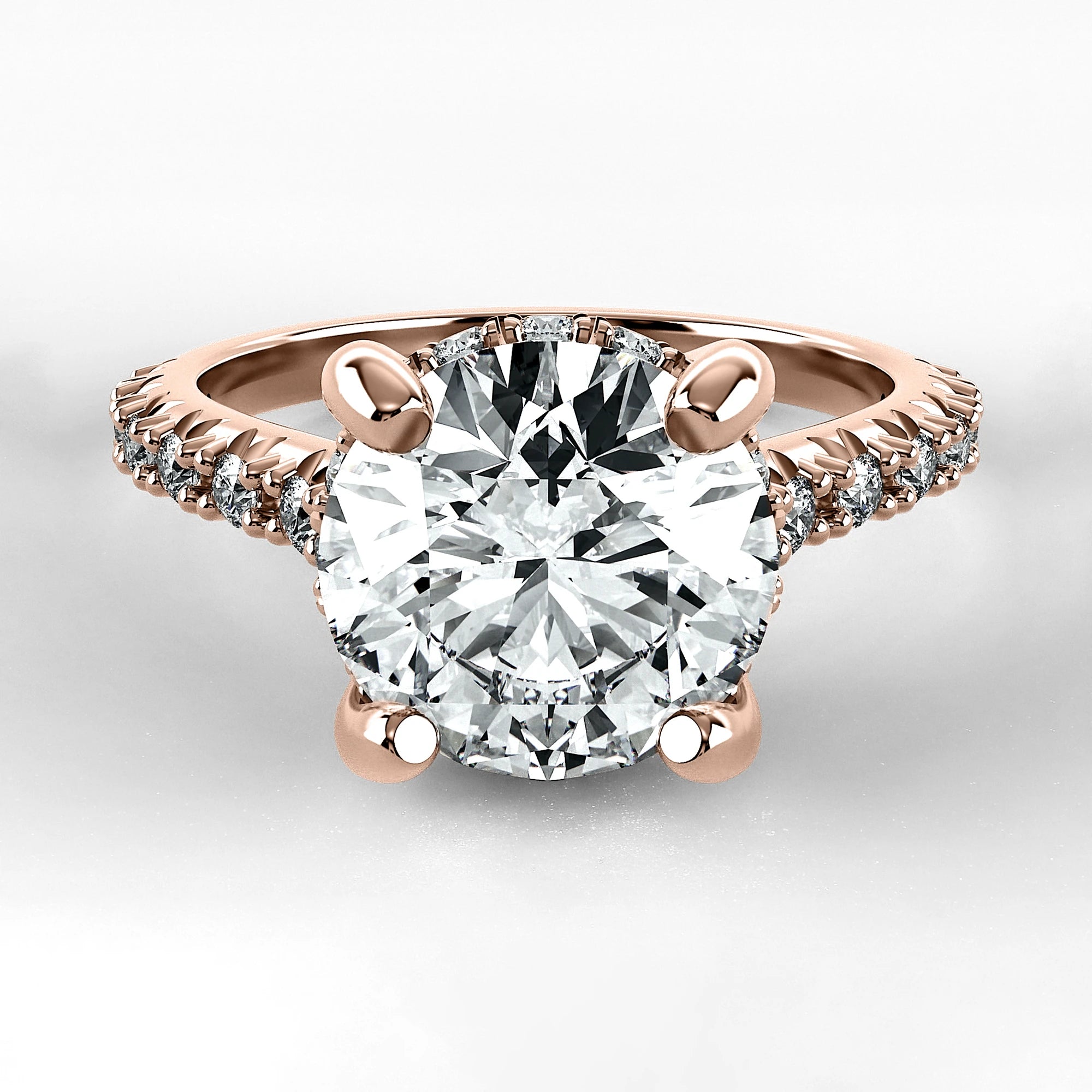 Anillo de Compromiso Supremo - Redondo en oro rosa - vista 1