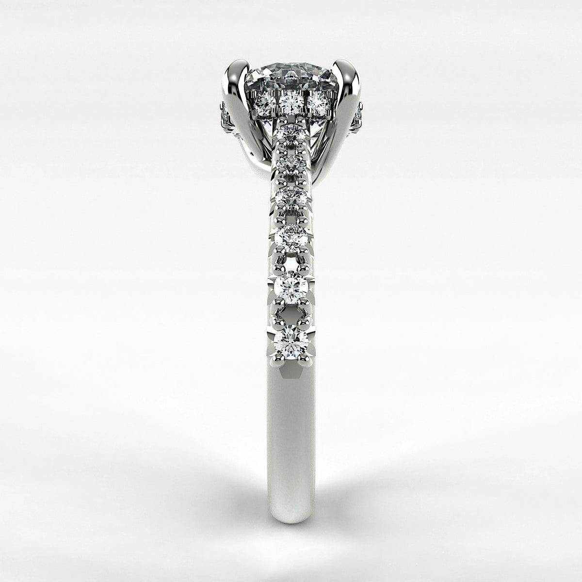 Anillo de Compromiso Supremo - Redondo en oro blanco - vista 2