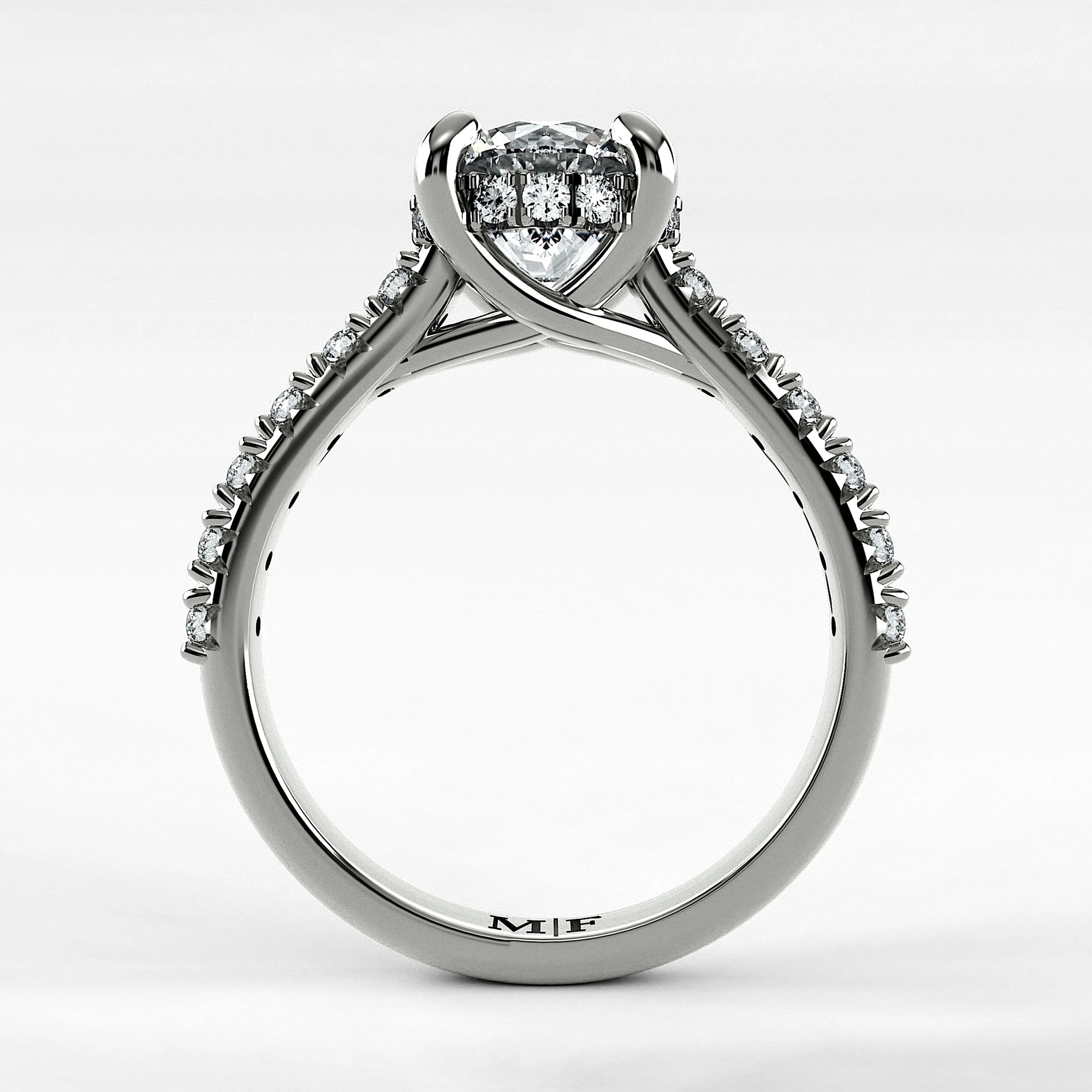 Anillo de Compromiso Supremo - Redondo en oro blanco - vista 3