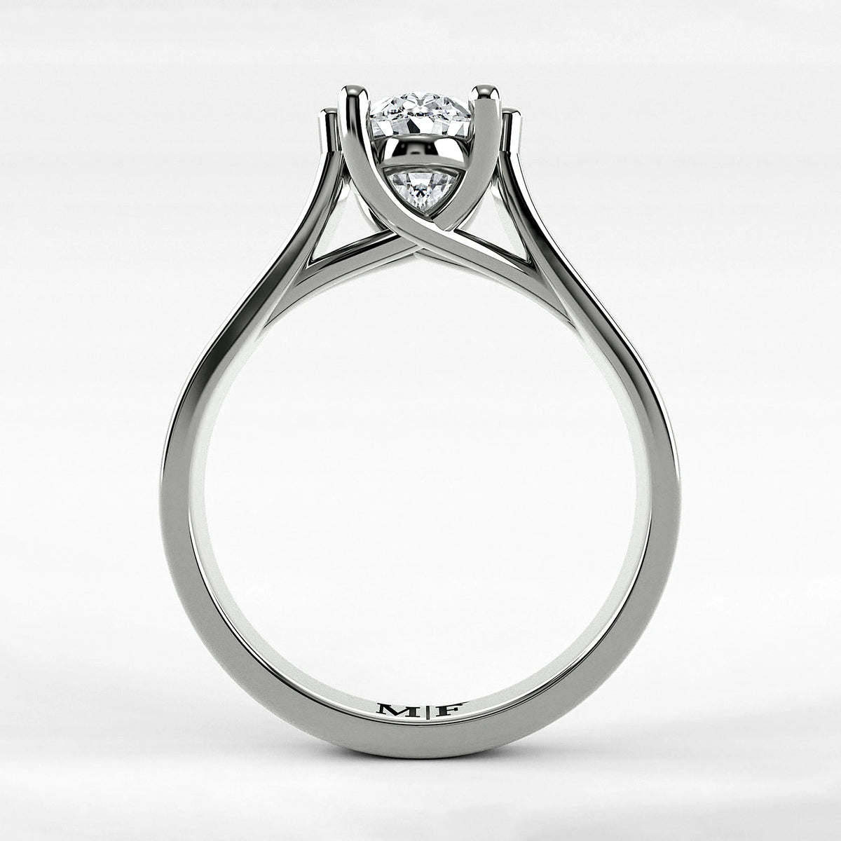 Anillo de Compromiso Lucerna - Oval en oro blanco - vista 3
