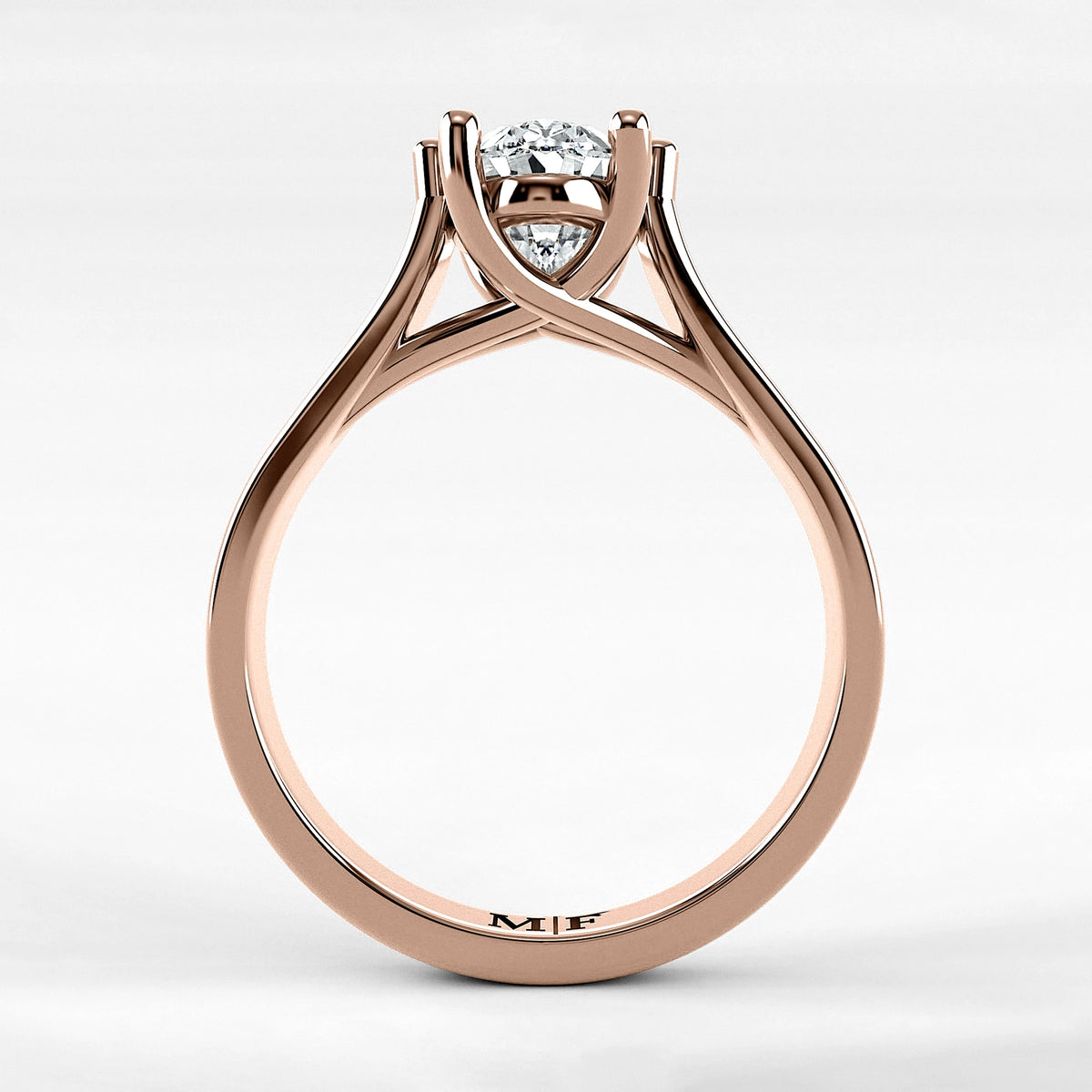Anillo de Compromiso Lucerna - Oval en oro rosa - vista 3