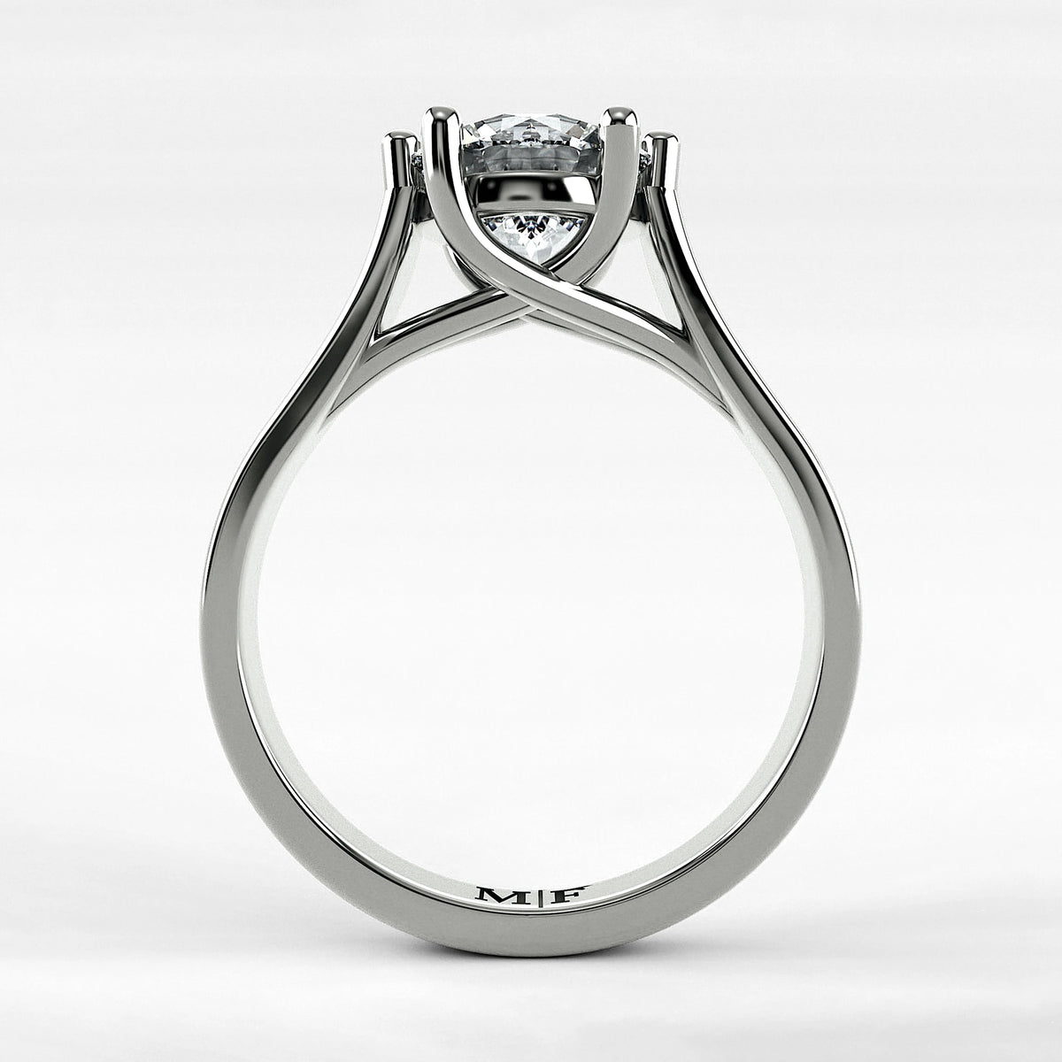 Anillo de Compromiso Lucerna - Redondo en oro blanco - vista 3