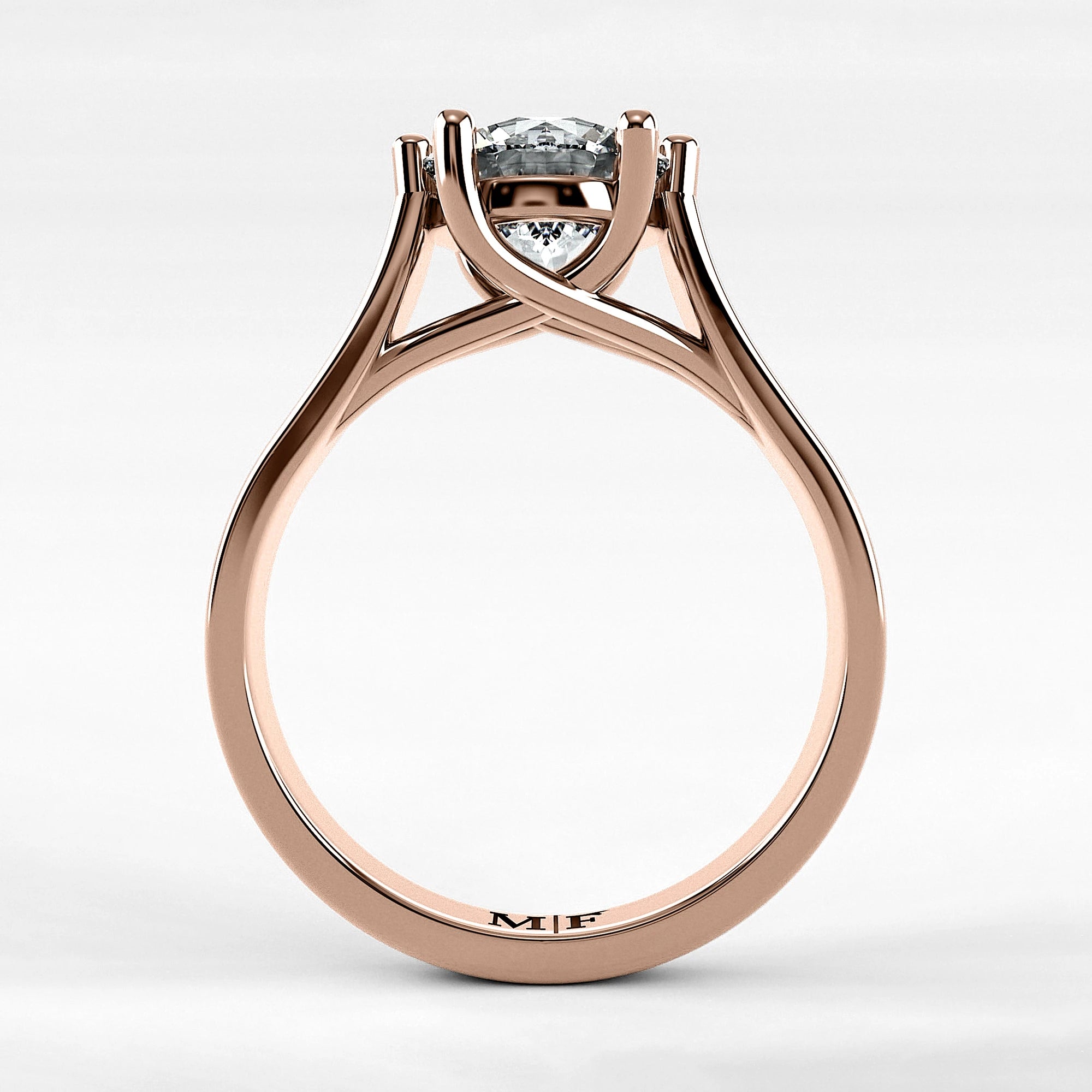 Anillo de Compromiso Lucerna - Redondo en oro rosa - vista 3