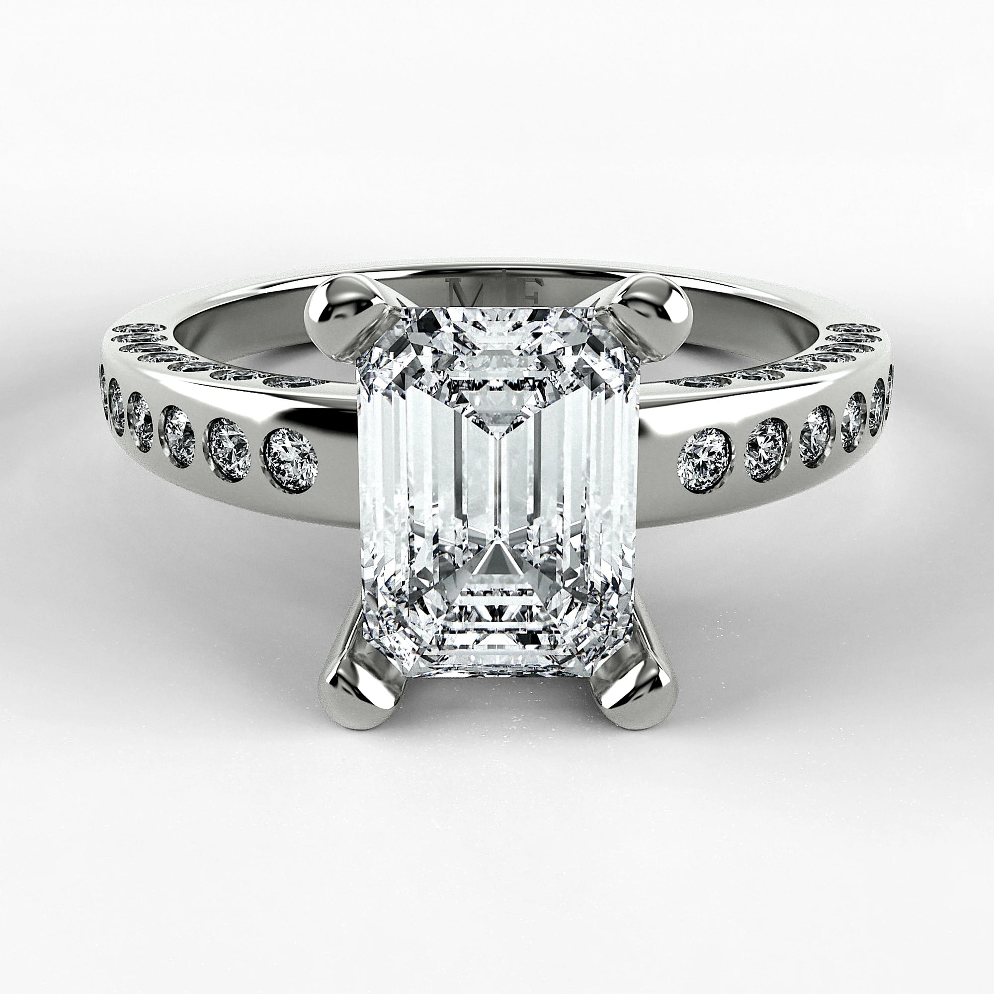 Anillo de Compromiso Clarisse - Esmeralda en oro blanco - vista 1