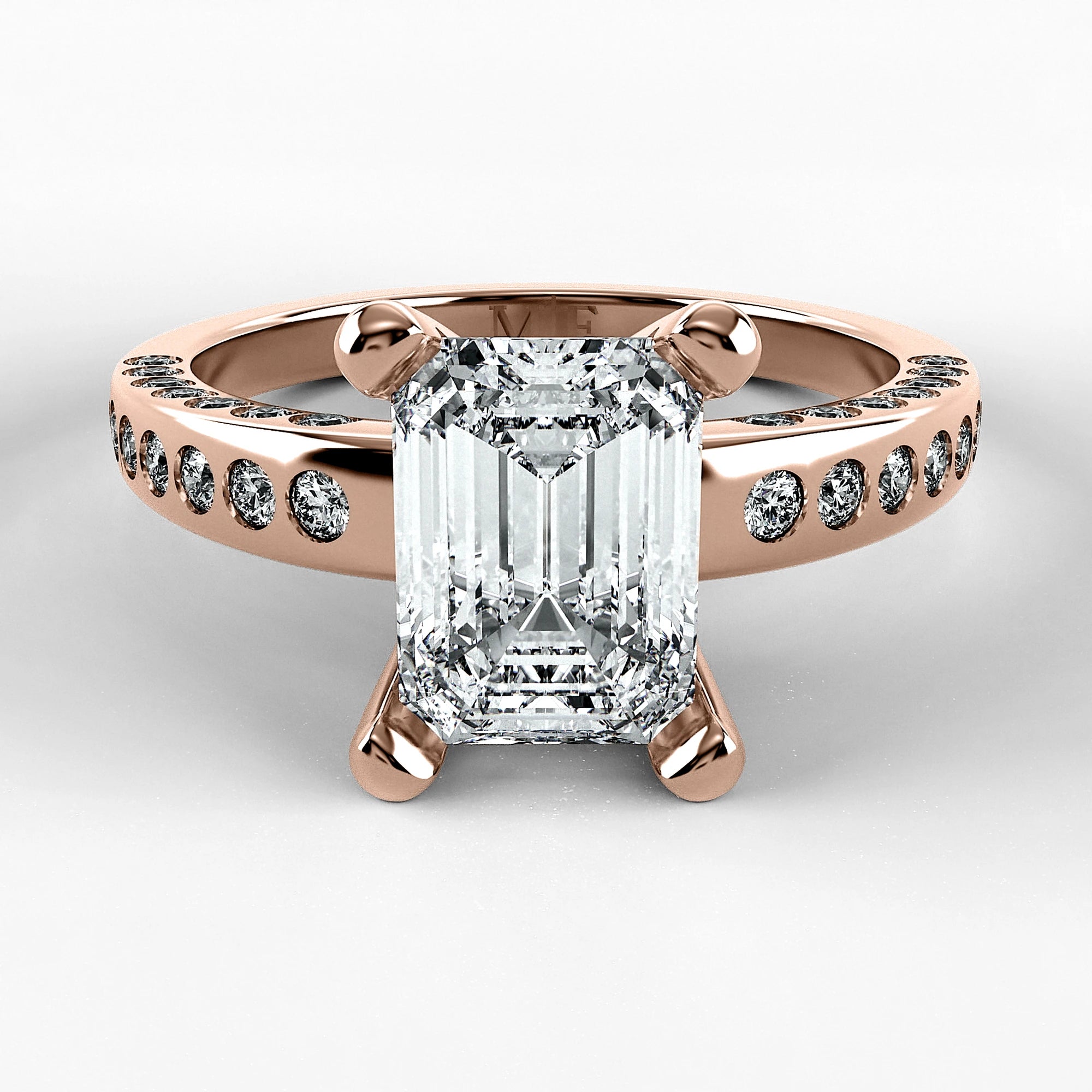 Anillo de Compromiso Clarisse - Esmeralda en oro rosa - vista 1