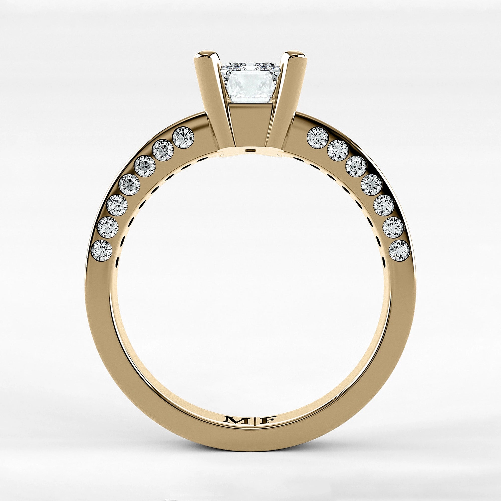 Anillo de Compromiso Clarisse - Esmeralda en oro amarillo - vista 3