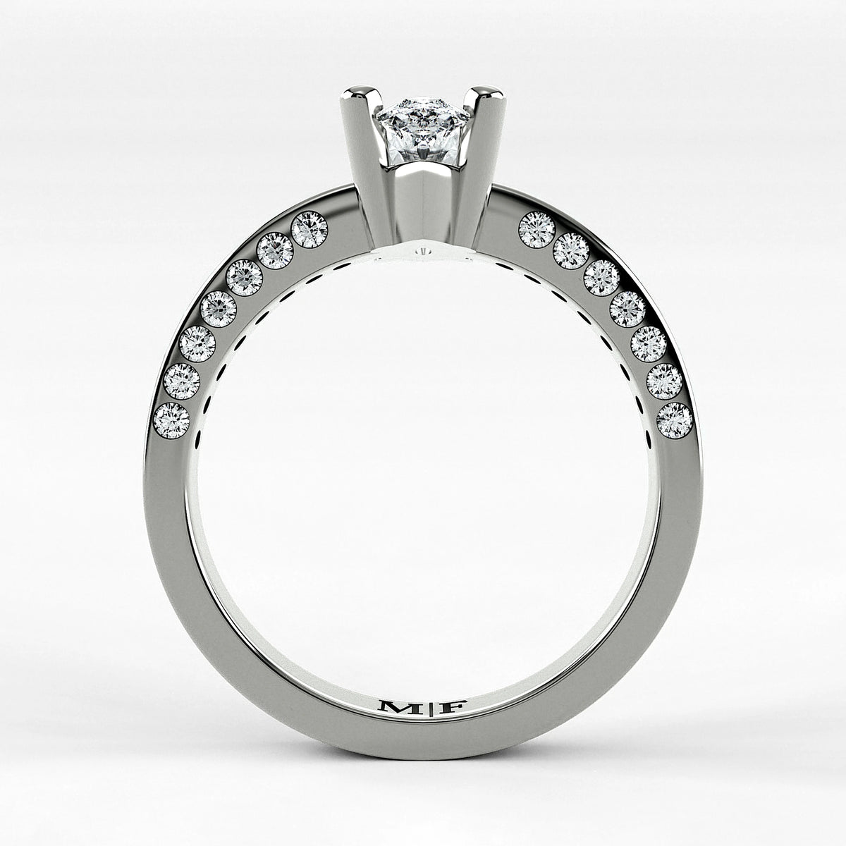 Anillo de Compromiso Clarisse - Marquesa en oro blanco - vista 3