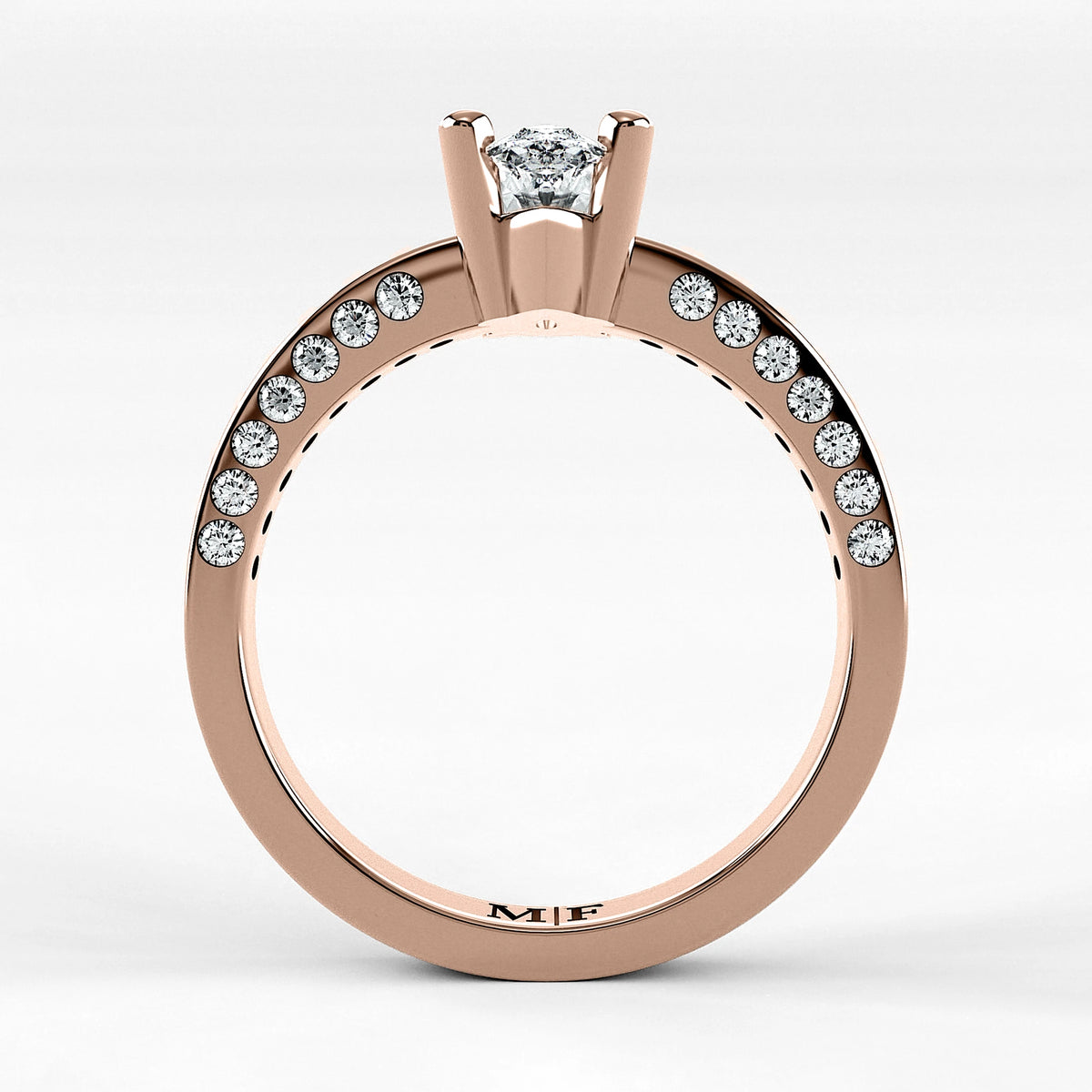 Anillo de Compromiso Clarisse - Marquesa en oro rosa - vista 3