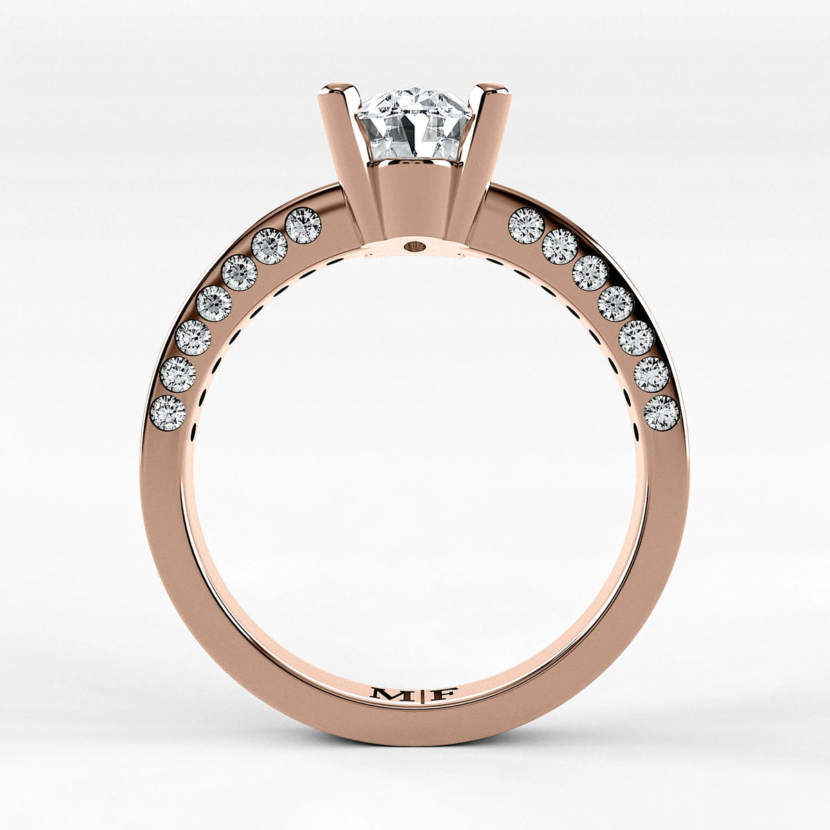 Anillo de Compromiso Clarisse - Oval en oro rosa - vista 3