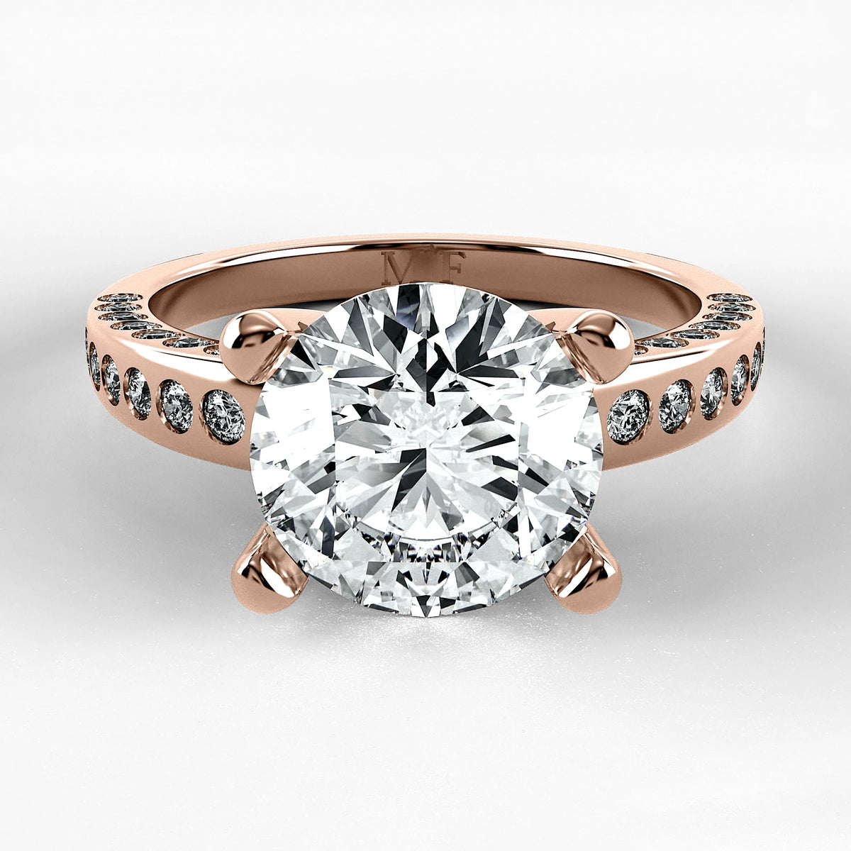 Anillo de Compromiso Clarisse - Redondo en oro rosa - vista 1