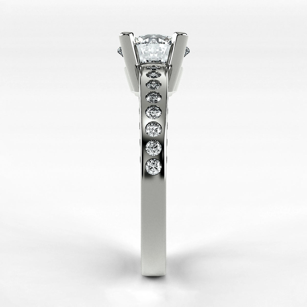 Anillo de Compromiso Clarisse - Redondo en oro blanco - vista 2