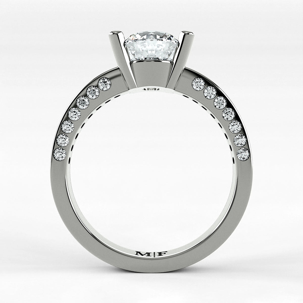 Anillo de Compromiso Clarisse - Redondo en oro blanco - vista 3